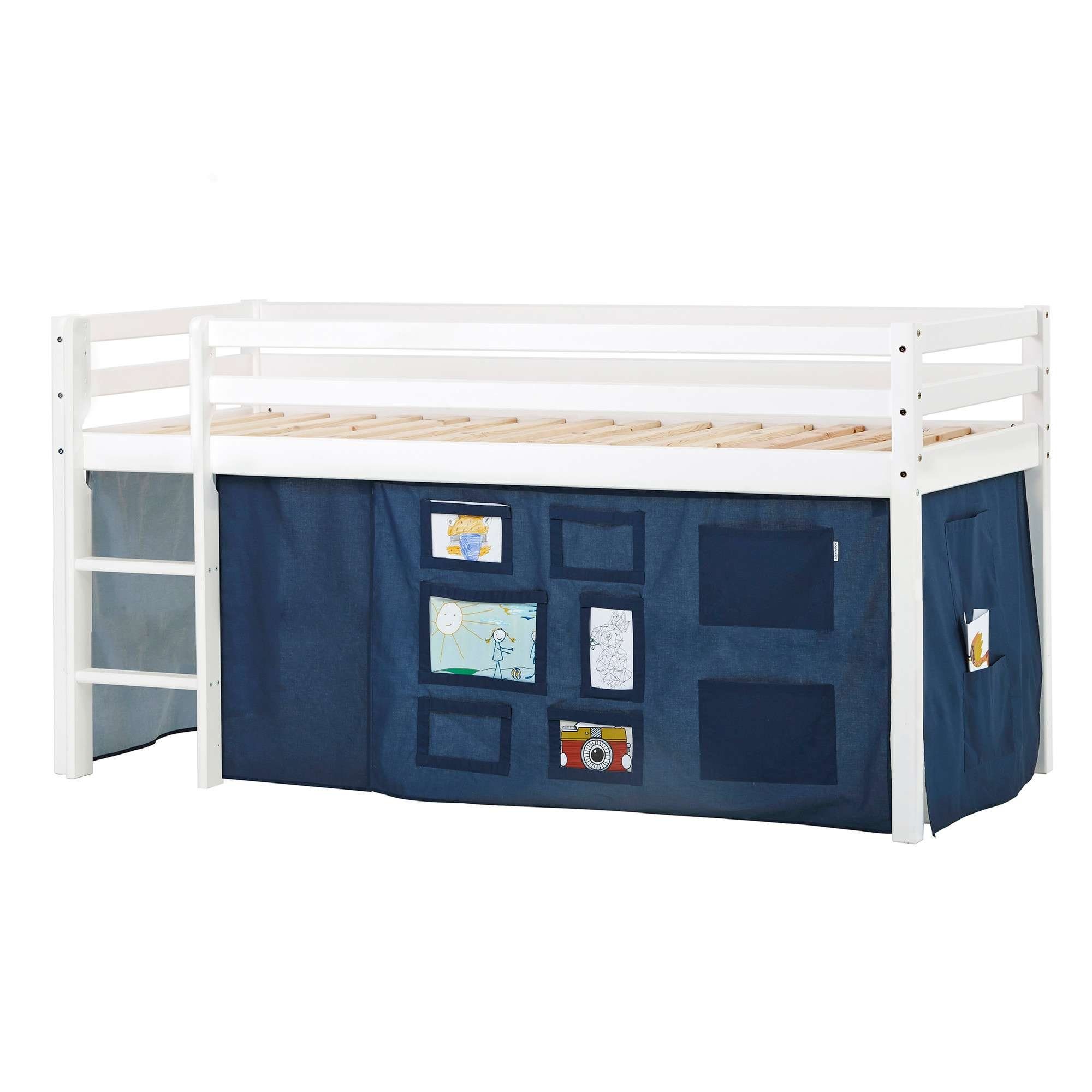 Hoppekids Hoogslaper ECO Dream, kinderbed, speelbed, halfhoog bed van massief hout hoogslapers maat 101 cm x 208 cm x 105 cm blauw
