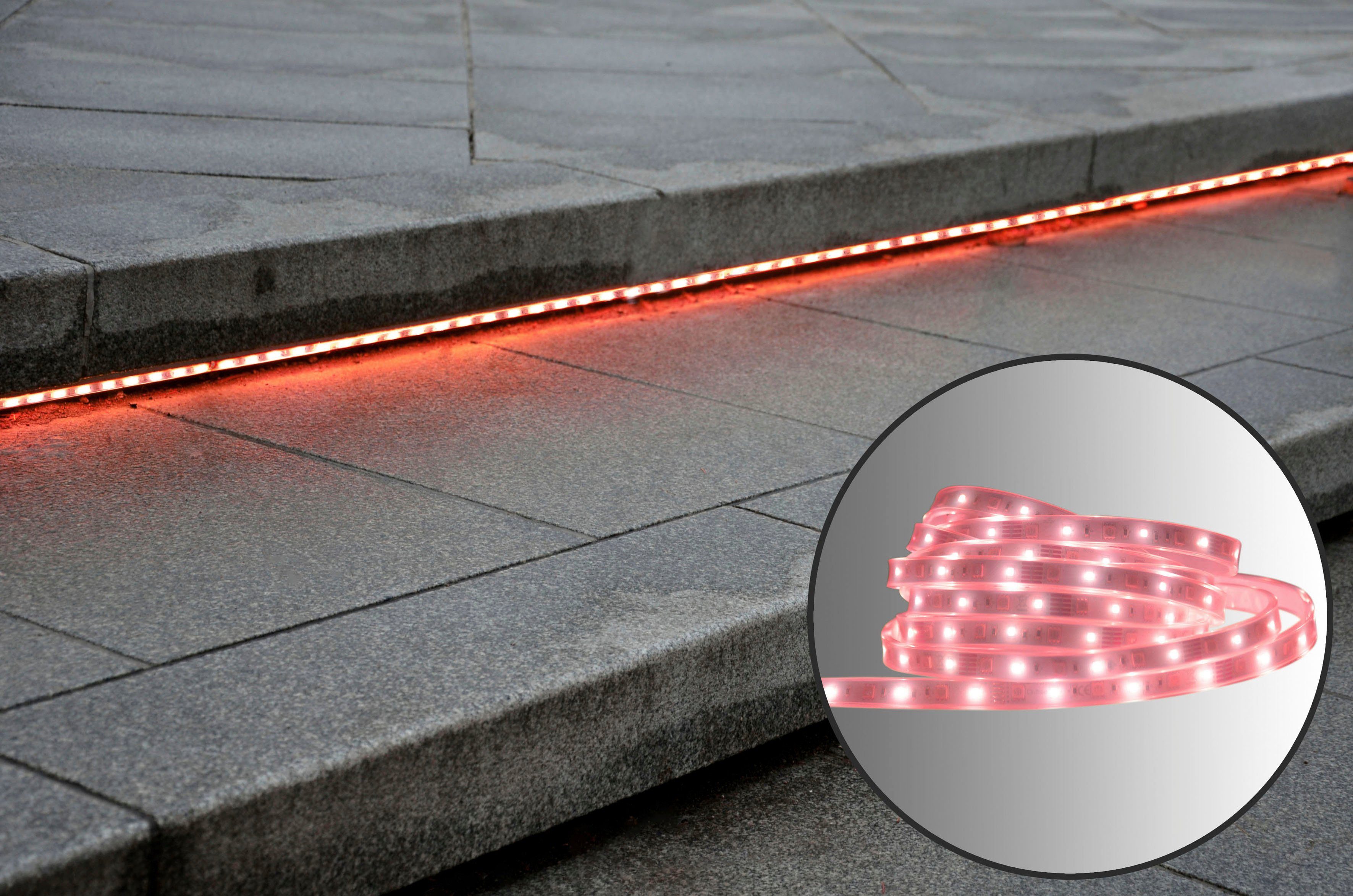 näve Led-strip Outdoor Kleurwisseling, dimfunctie, afstandsbediening, lengte 1000 cm, RGB, IP44 (1 stuk)
