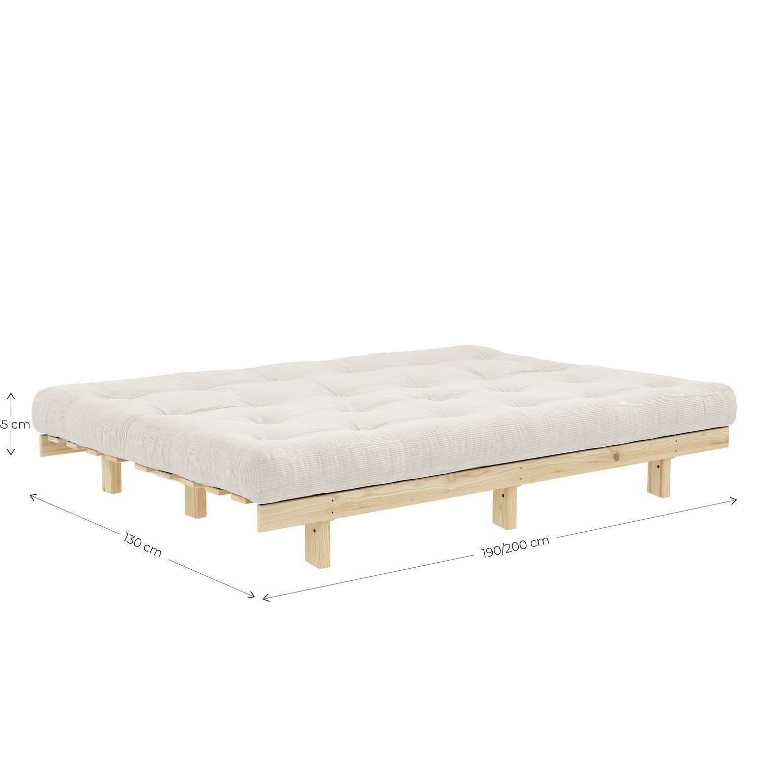 Karup Slaapbank Lean 200 slaapbank, logeerbed, bank met futonmatras Inclusief futonmatras, ligoppervlak 130x200 cm, FSC® gecertificeerd grenen (2 stuks)