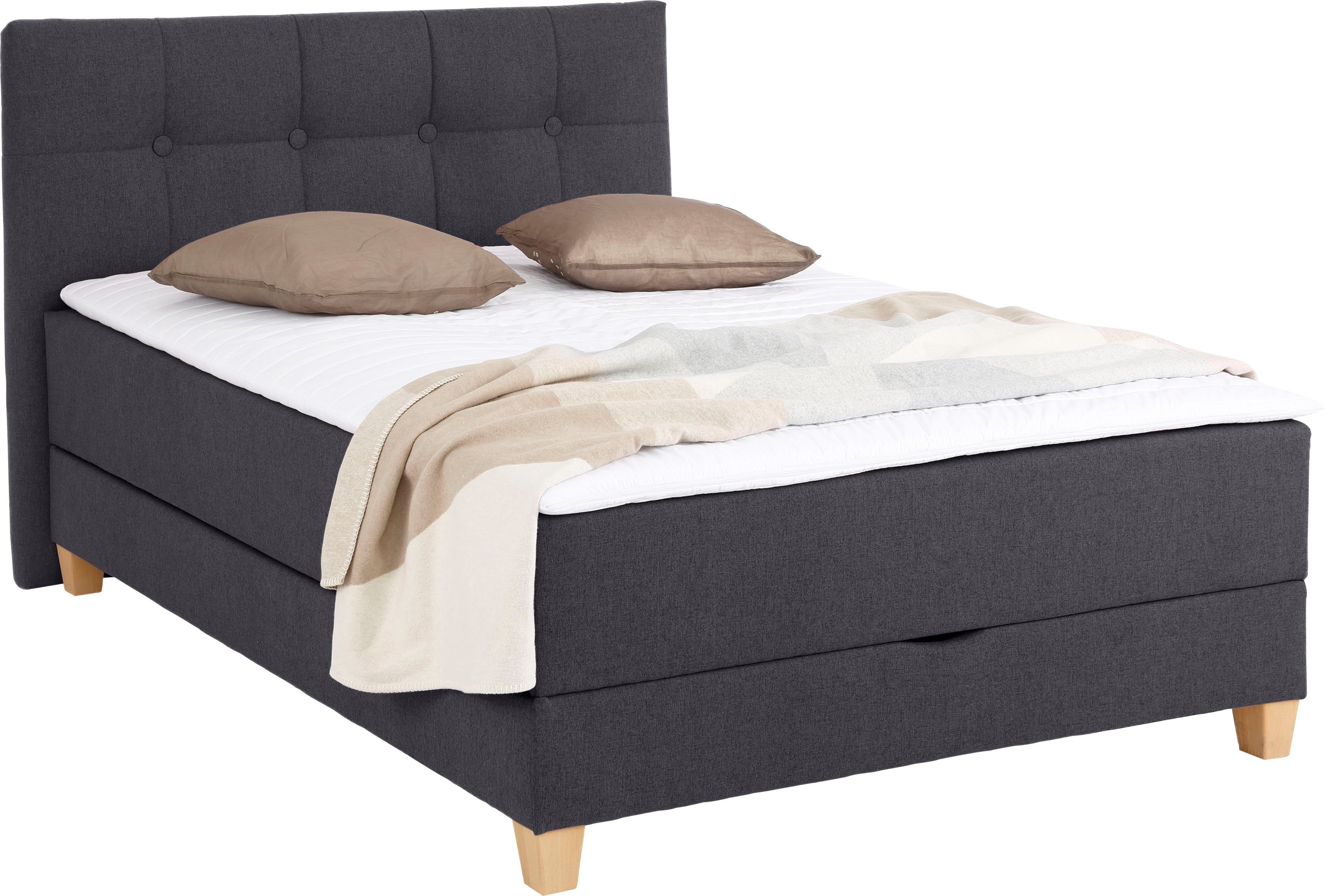 Home affaire Boxspring Lonrai in h2, h3 & h4 en xxl - verlengde 220 cm kiesbaar, incl. topper