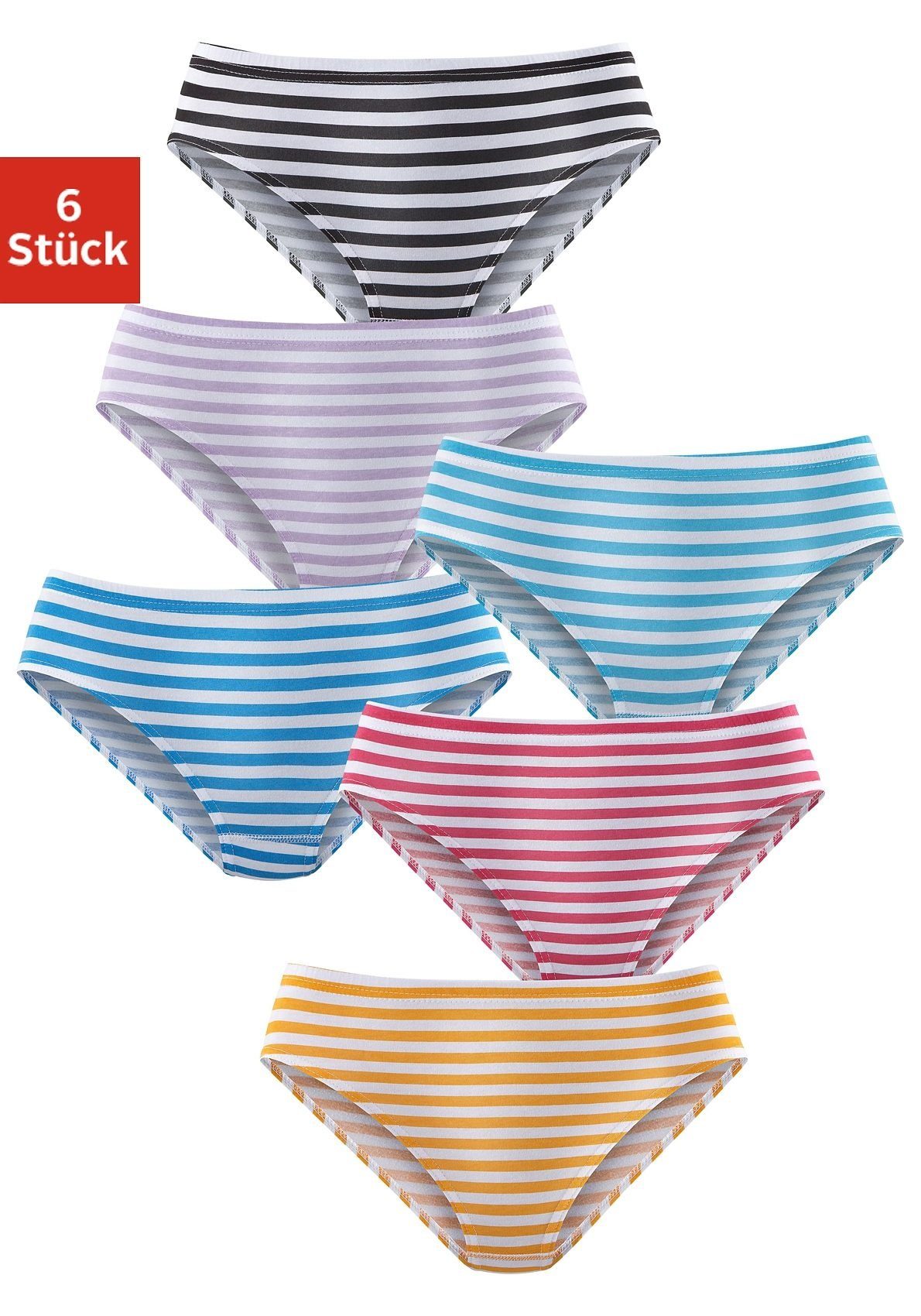 Petite fleur Jazz-hipsters van puur katoen (Set van 6) dames slips maat 34 (34) multicolor