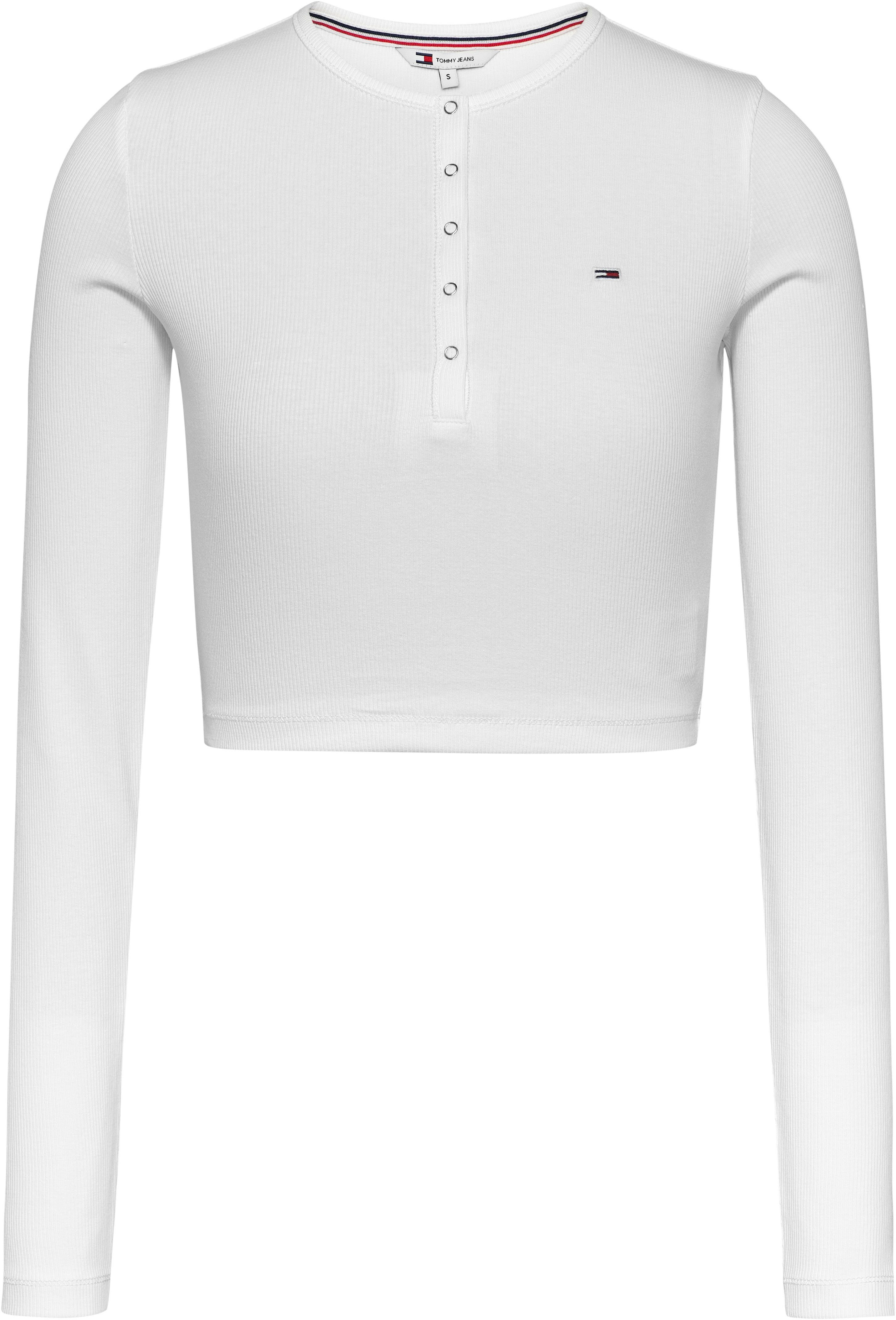 TOMMY JEANS Shirt met lange mouwen TJW CRP HENLEY TOP LS in modieuze cropped vorm