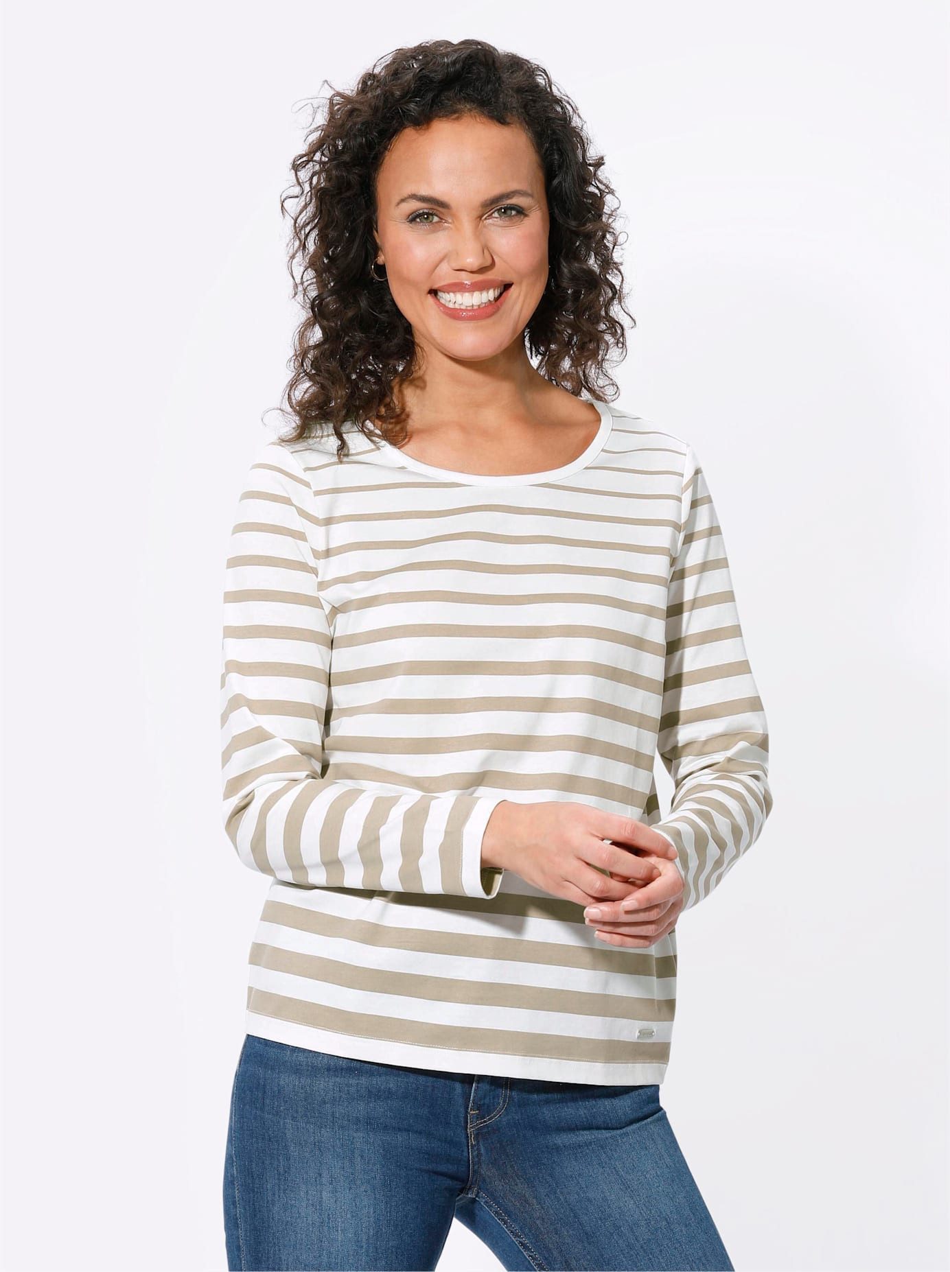 Casual Looks Shirt met print Gestreept shirt (1-delig) dames t-shirts maat 36 bruin