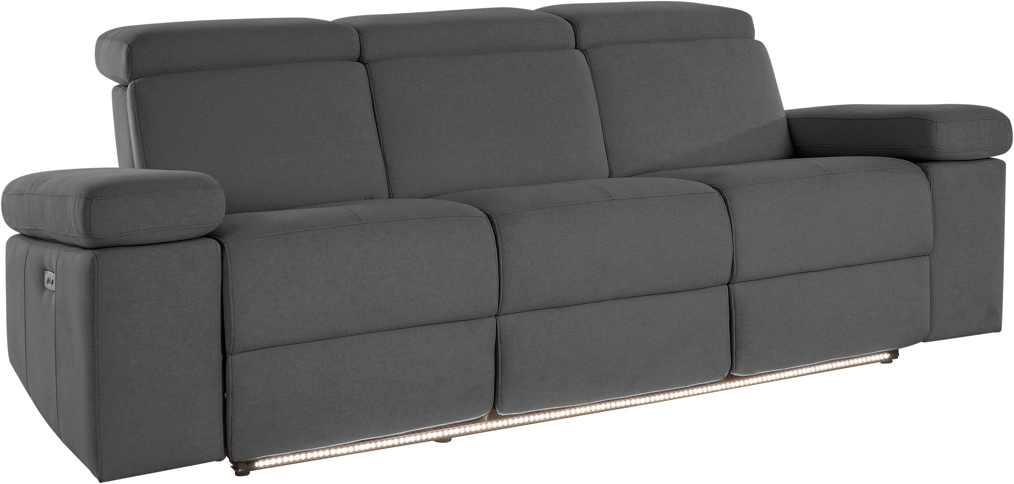 Places of Style 3-zitsbank Kilado met 2x relaxfunctie, verstelbare armleuning, verstelbare hoofdsteun