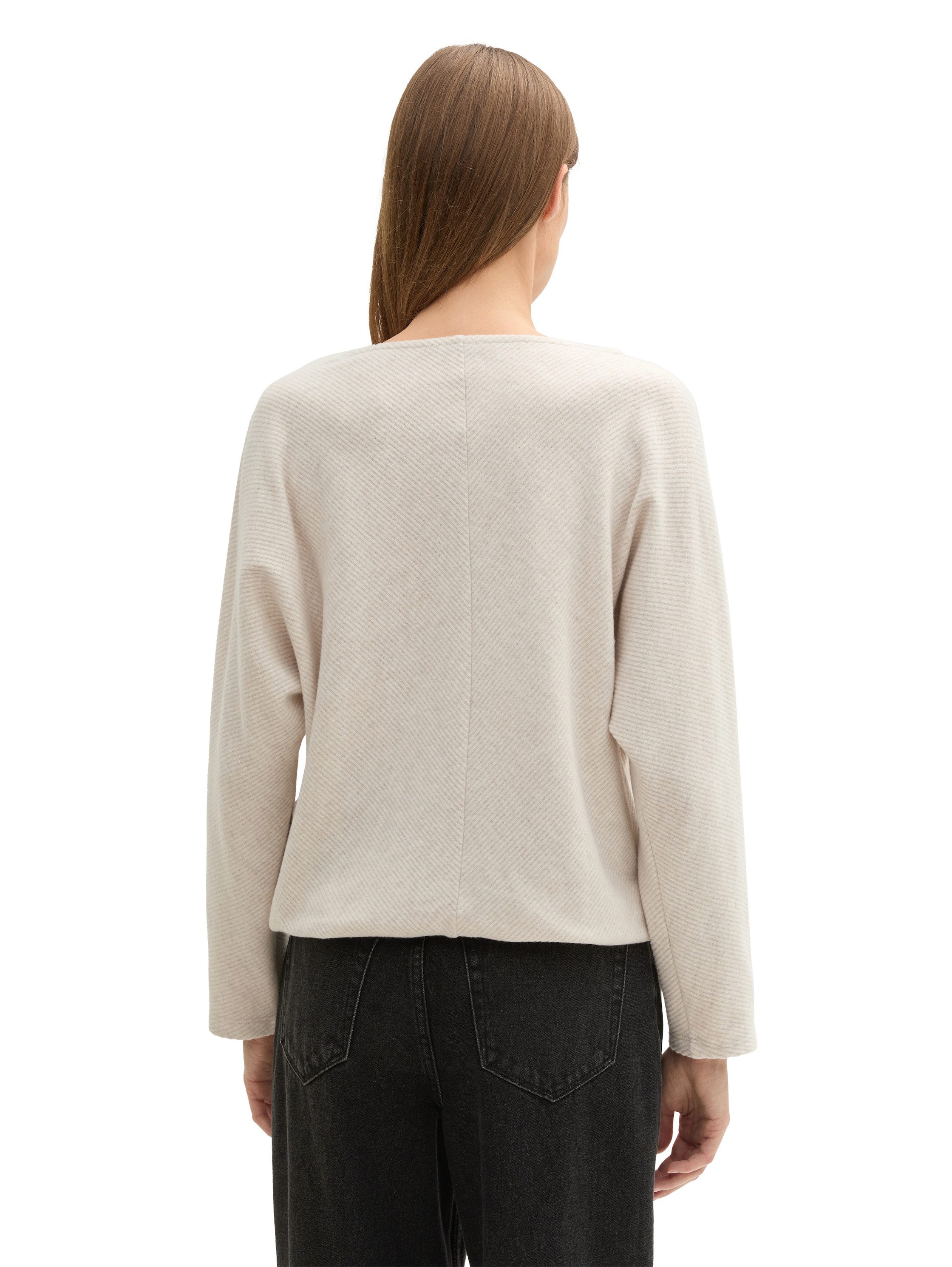 Tom Tailor Shirt met vleermuismouwen met ronde halslijn en structuur-look