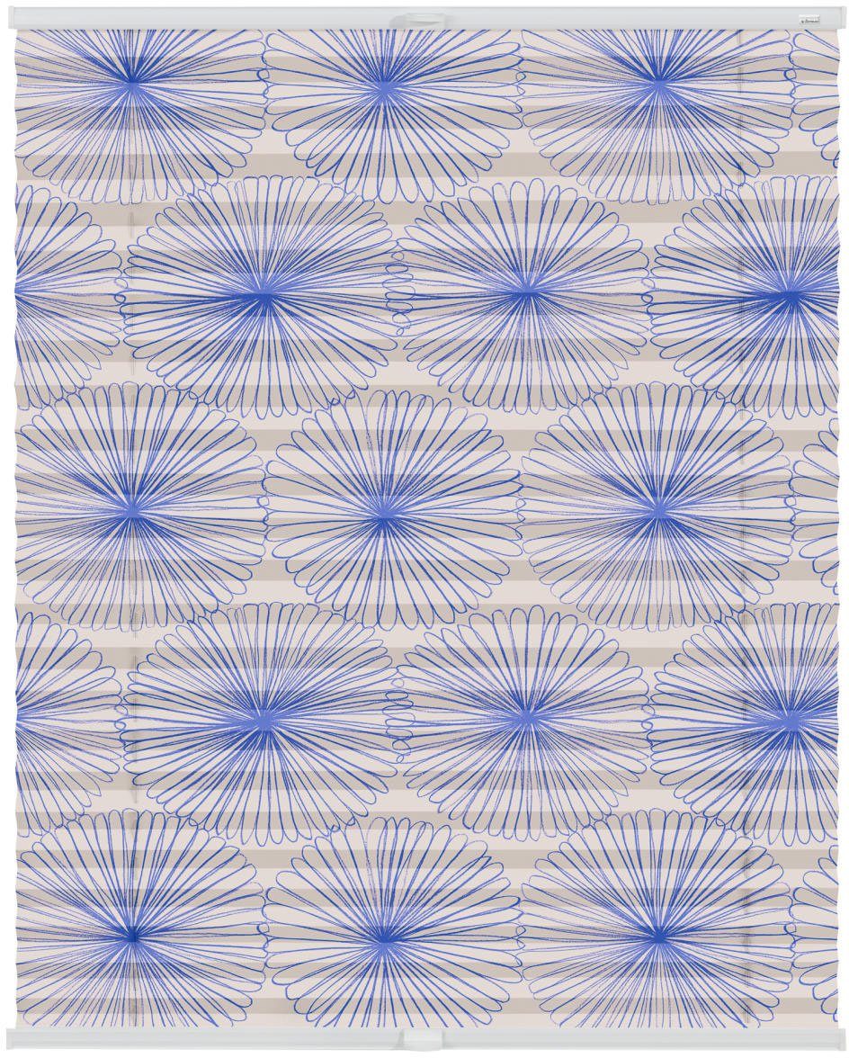 LICHTBLICK Plissé Klemmfix, zonder boren, ondoorzichtig, flower wheel - blauw (1 stuk)