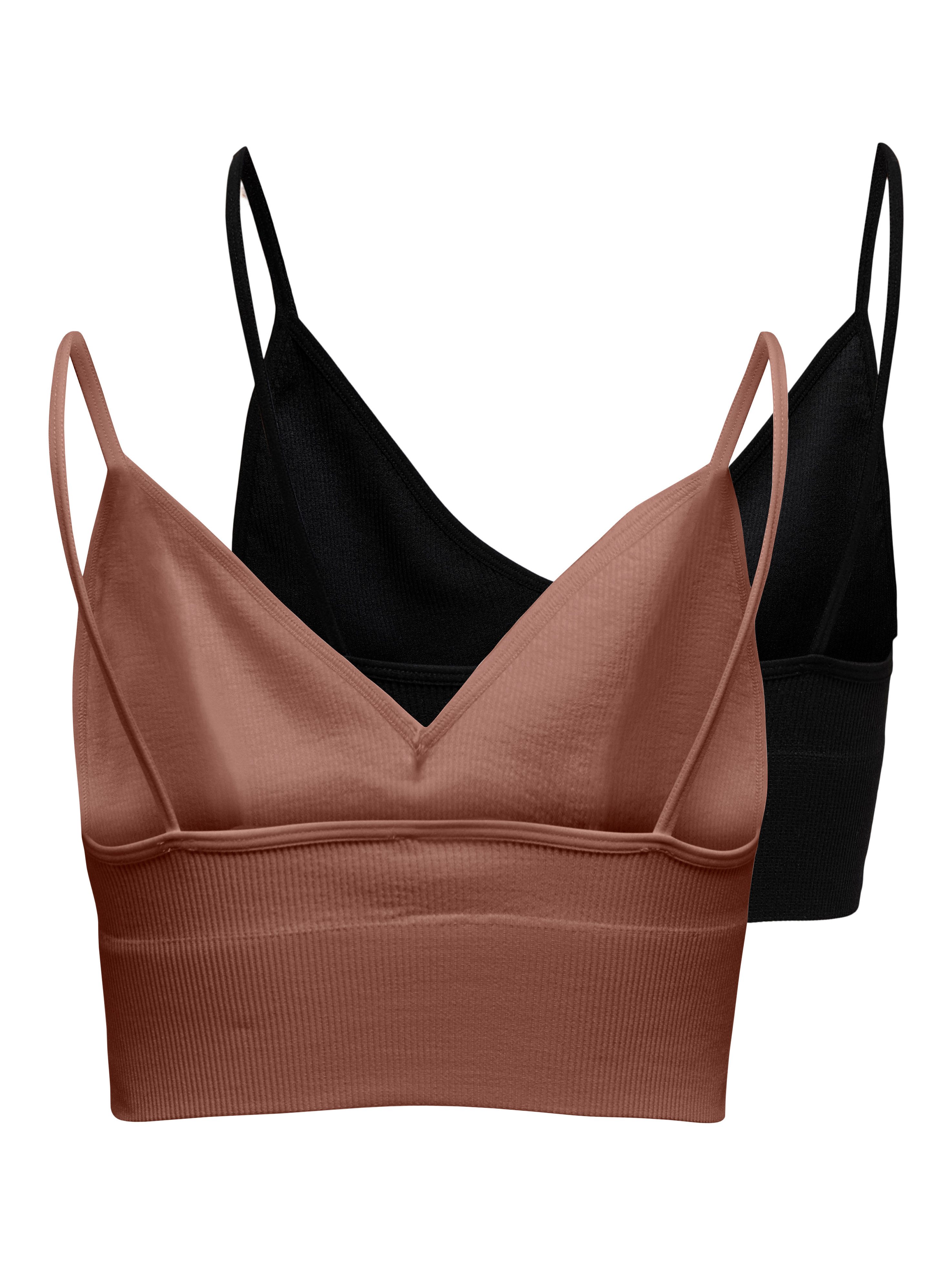 Only Bustier ONLVICKY RIB S-LESS V-NECK 2-PACK TOP (2-delig, Set van 2)