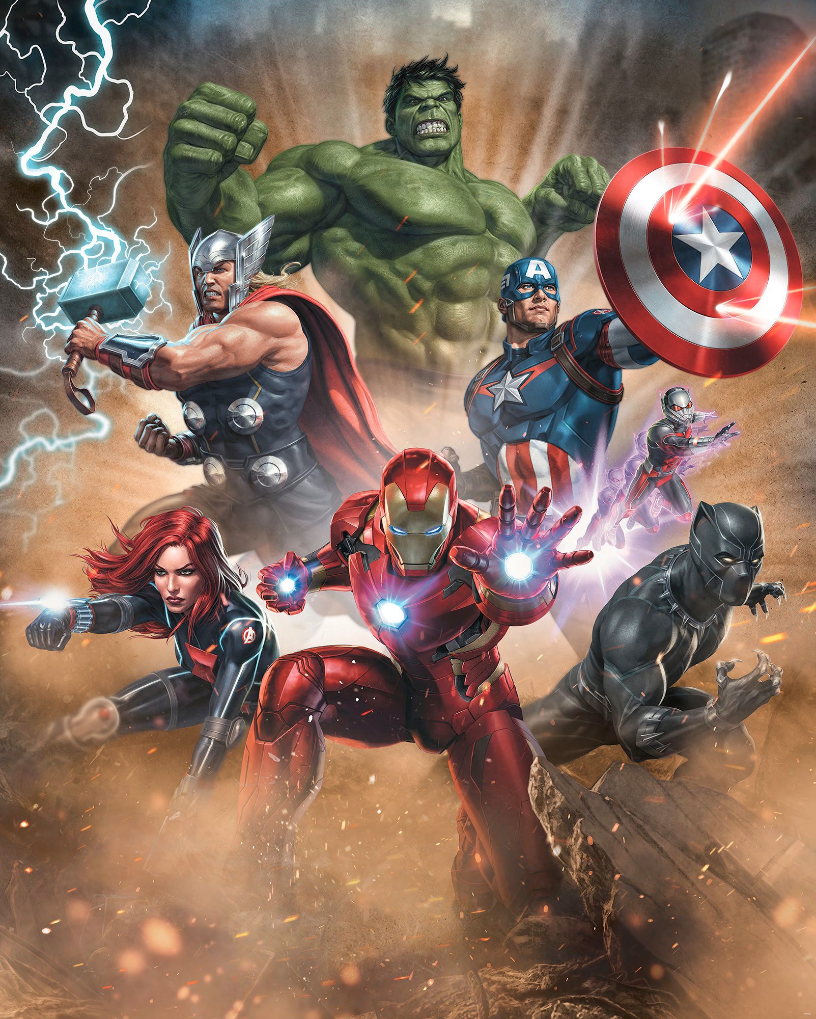 Komar Fotobehang Avengers Superpower 24 ijsblokjes, flexibele bodem, dicht, lekvrij, vaatwasserbestendig (1 stuk)