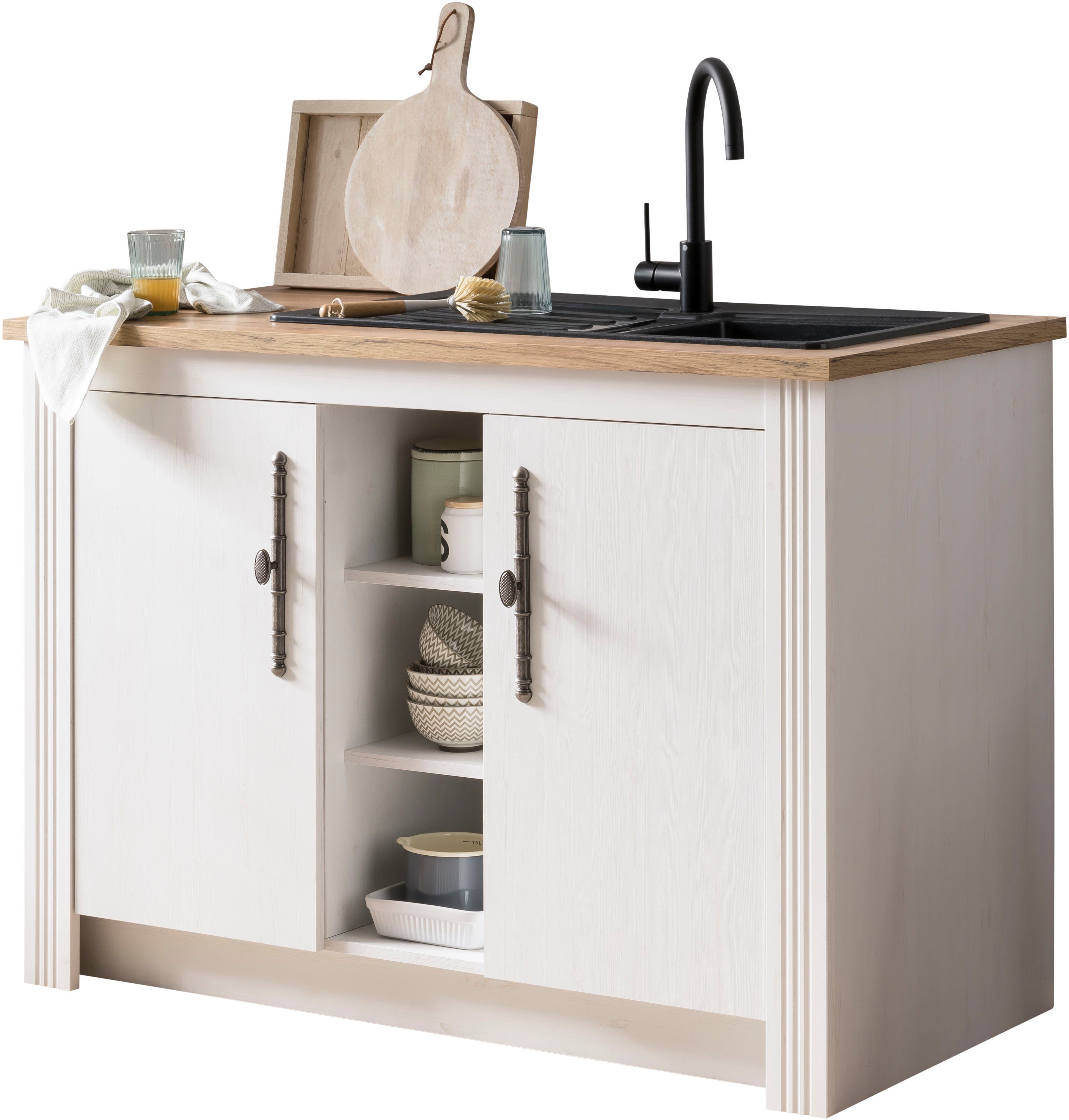 Kochstation Gootsteenkast KS-Westminster in romantische landelijke stijl, breedte 130 cm, exclusief by otto