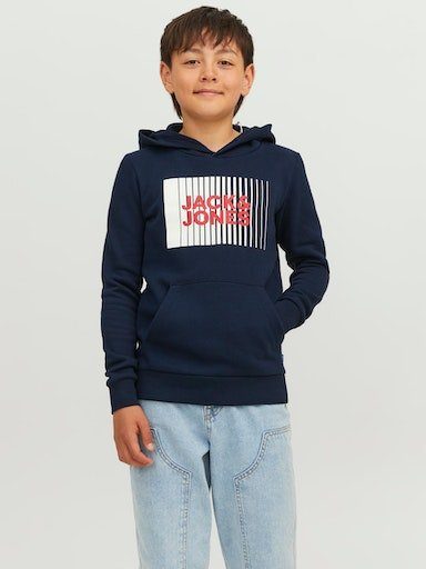 Jack & Jones Junior Hoodie JJECORP LOGO SWEAT HOOD PLAY NOOS JNR jongens sweatshirts maat 128 blauw