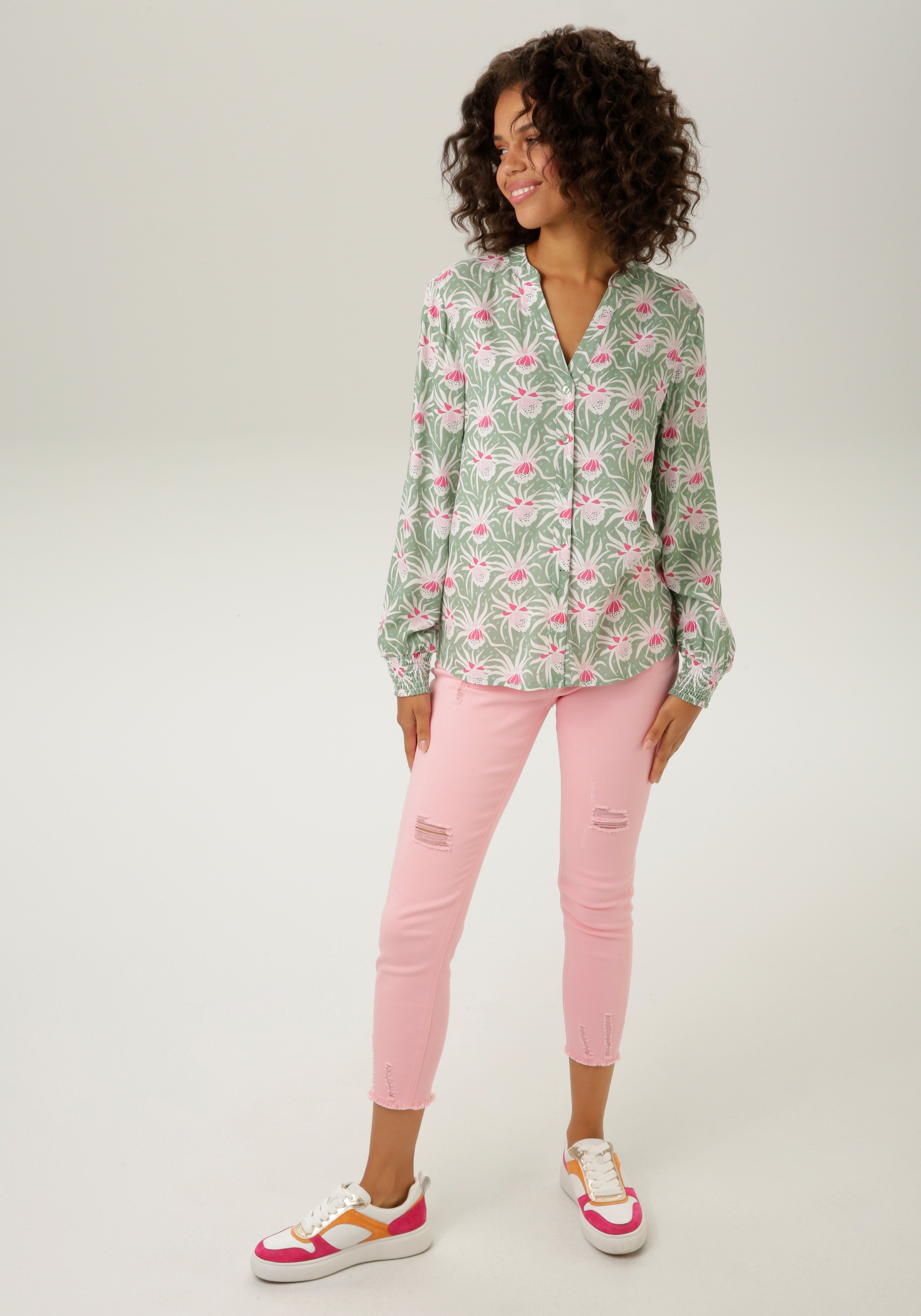 Aniston CASUAL Blouse met lange mouwen met fantasierijke bloemenprint