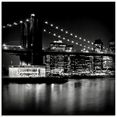 artland print op glas new york brooklyn bridge 's nachts (1 stuk) zwart