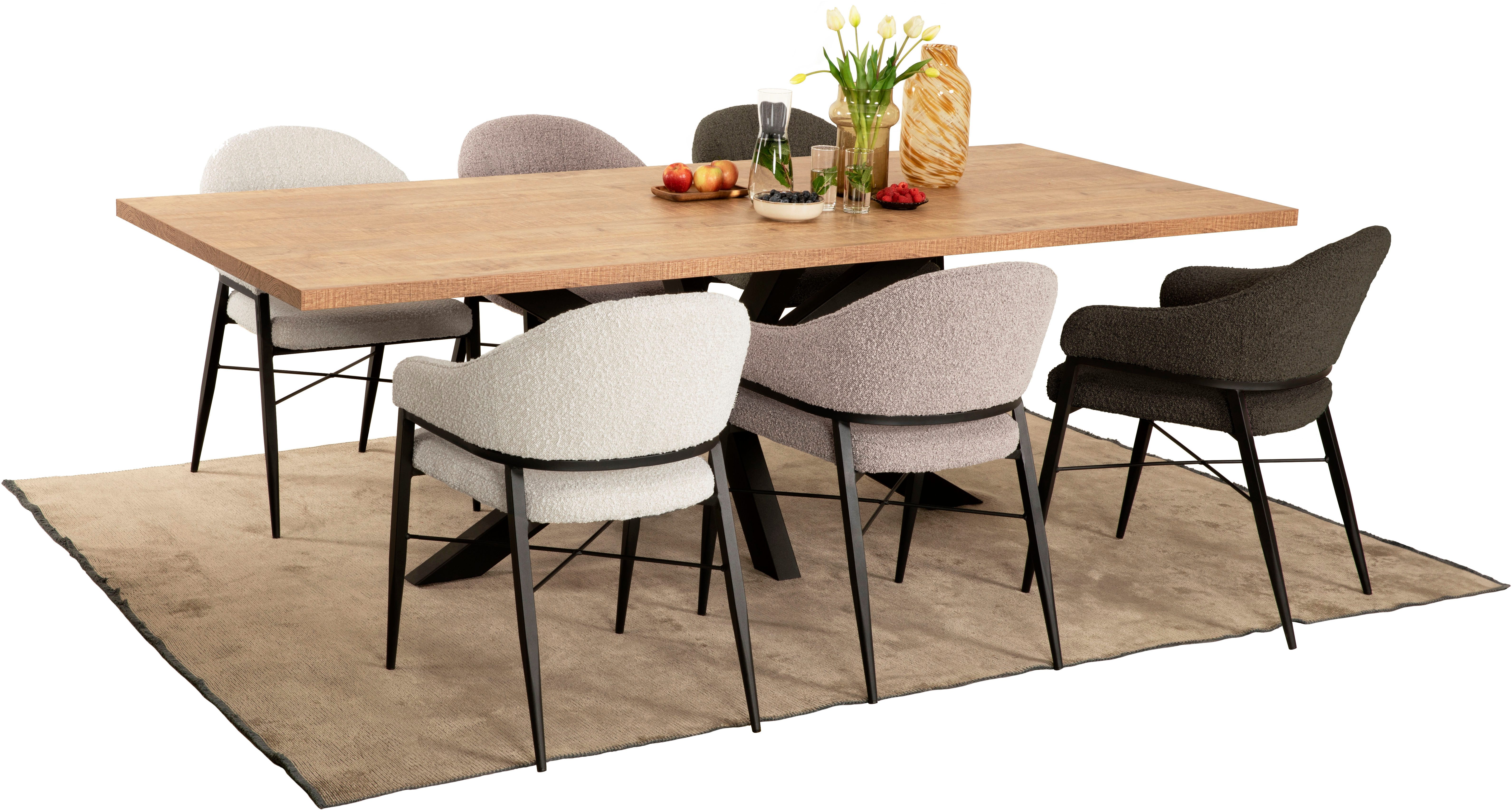 OMG Design Stoel met armleuningen Roma comfortabele eetkamerstoel, gestoffeerde stoel met bouclé bekleding