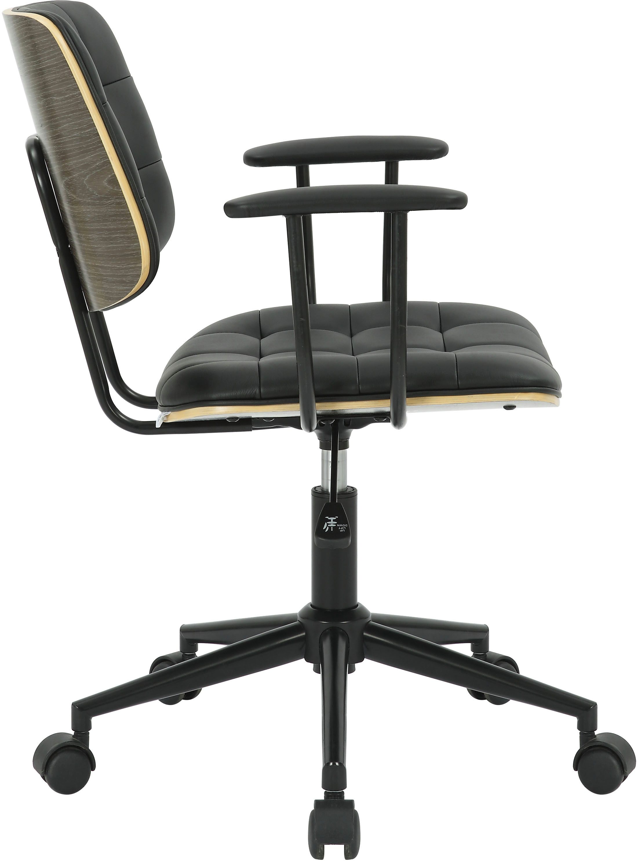 Guido Maria Kretschmer Home&Living Bureaustoel Synne met stiksels, fineerhout, stille wielen, moderne retrolook