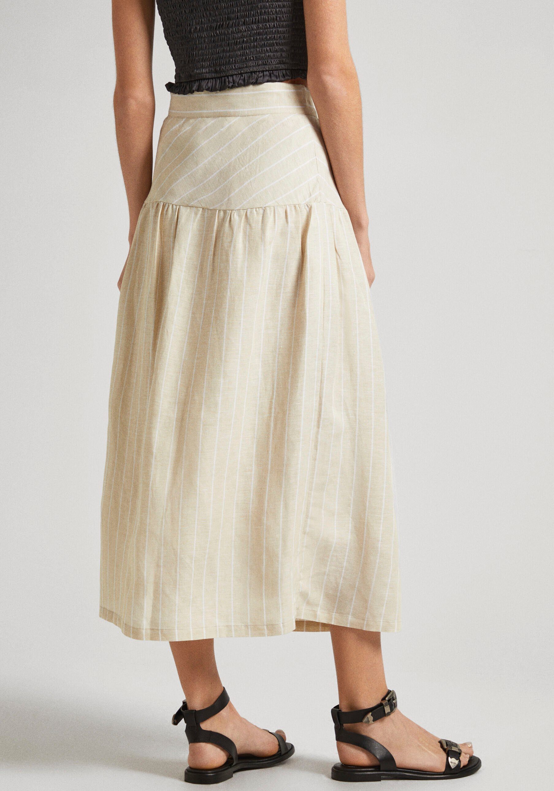 Pepe Jeans Midirok Effie van zomerse linnenmix