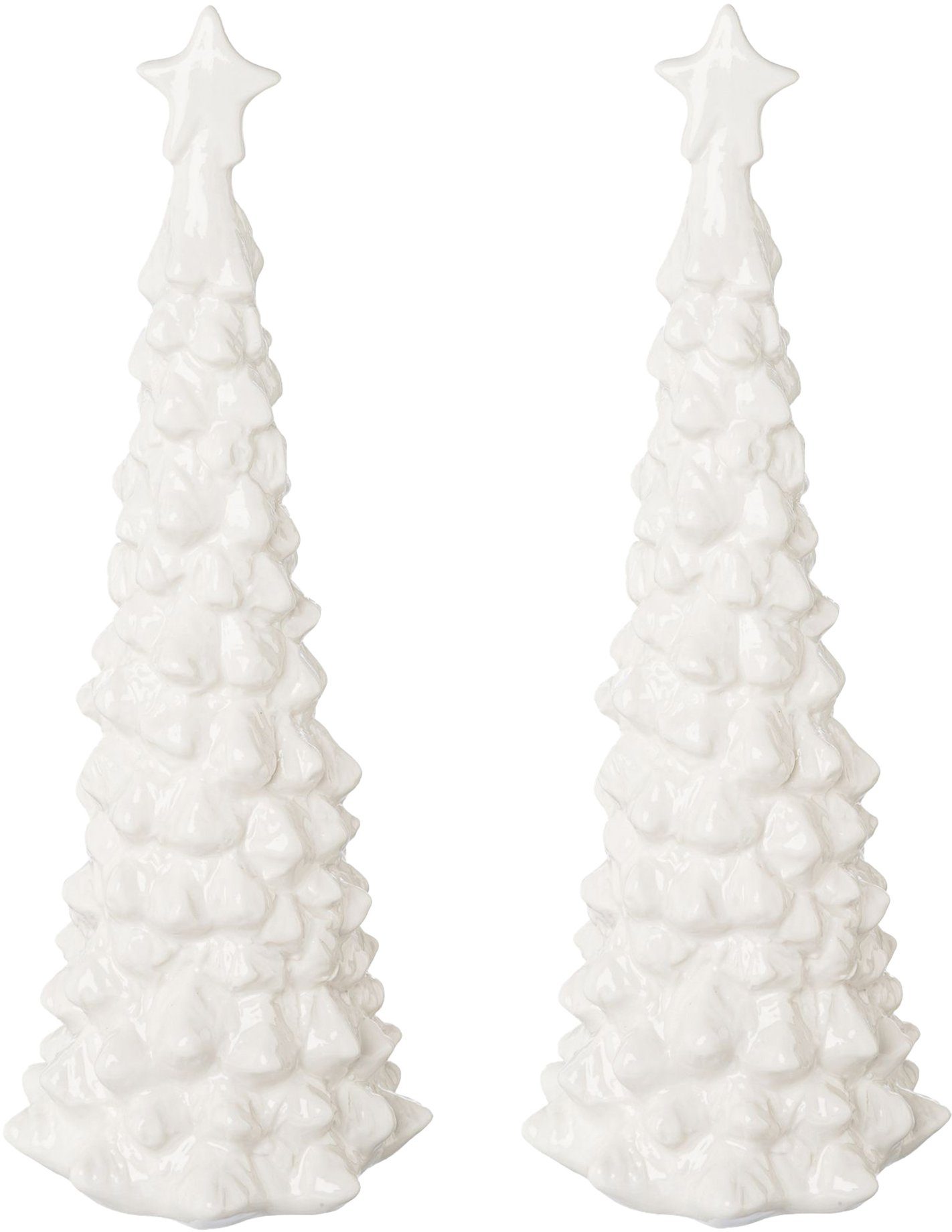 Creativ light Deco-boom Kerst versiering Dennenboom van keramiek, hoogte ca. 25 cm (set, 2 stuks)