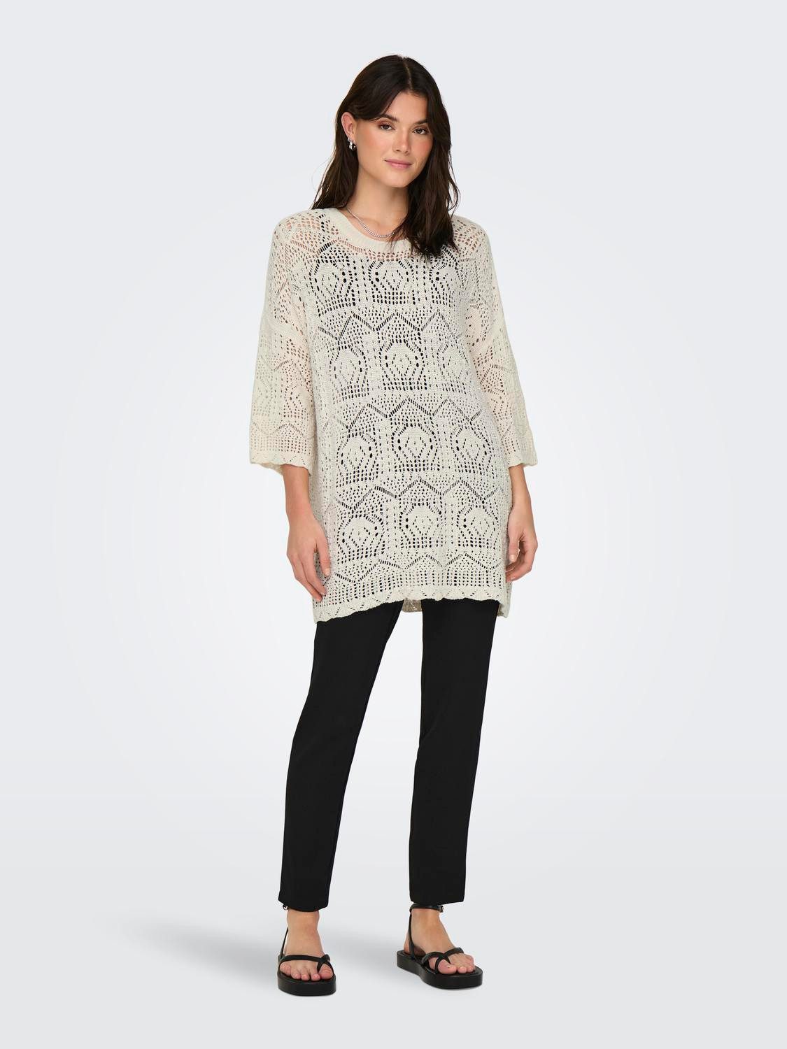 Only Trui met ronde hals ONLBEACHIE LIFE SS LOOSE O-NECK NOOS KNT