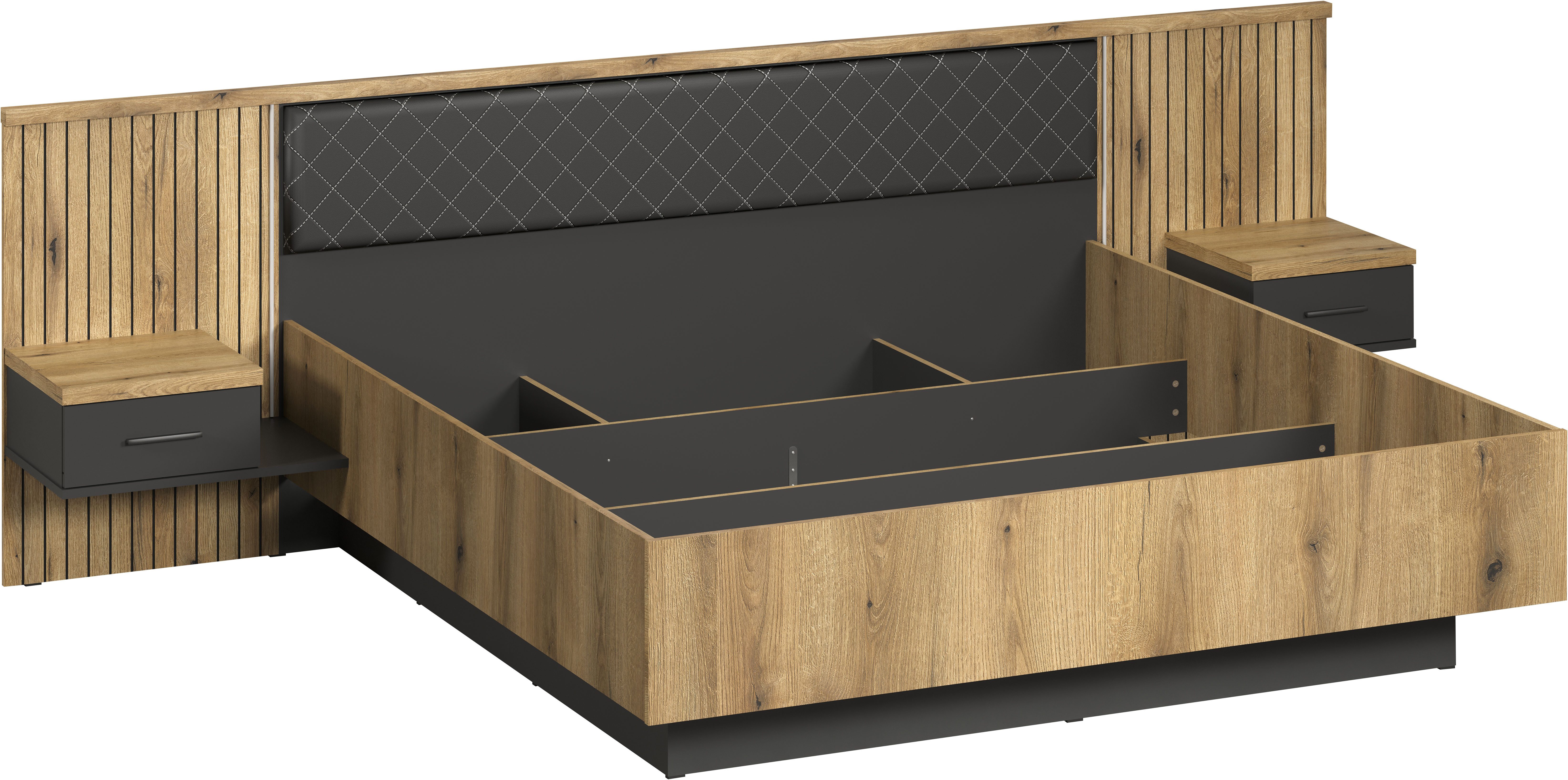 INOSIGN Bedframe Estepona Bed 180x200 cm inclusief nachtkastjes - met indirecte verlichting (1-delig)