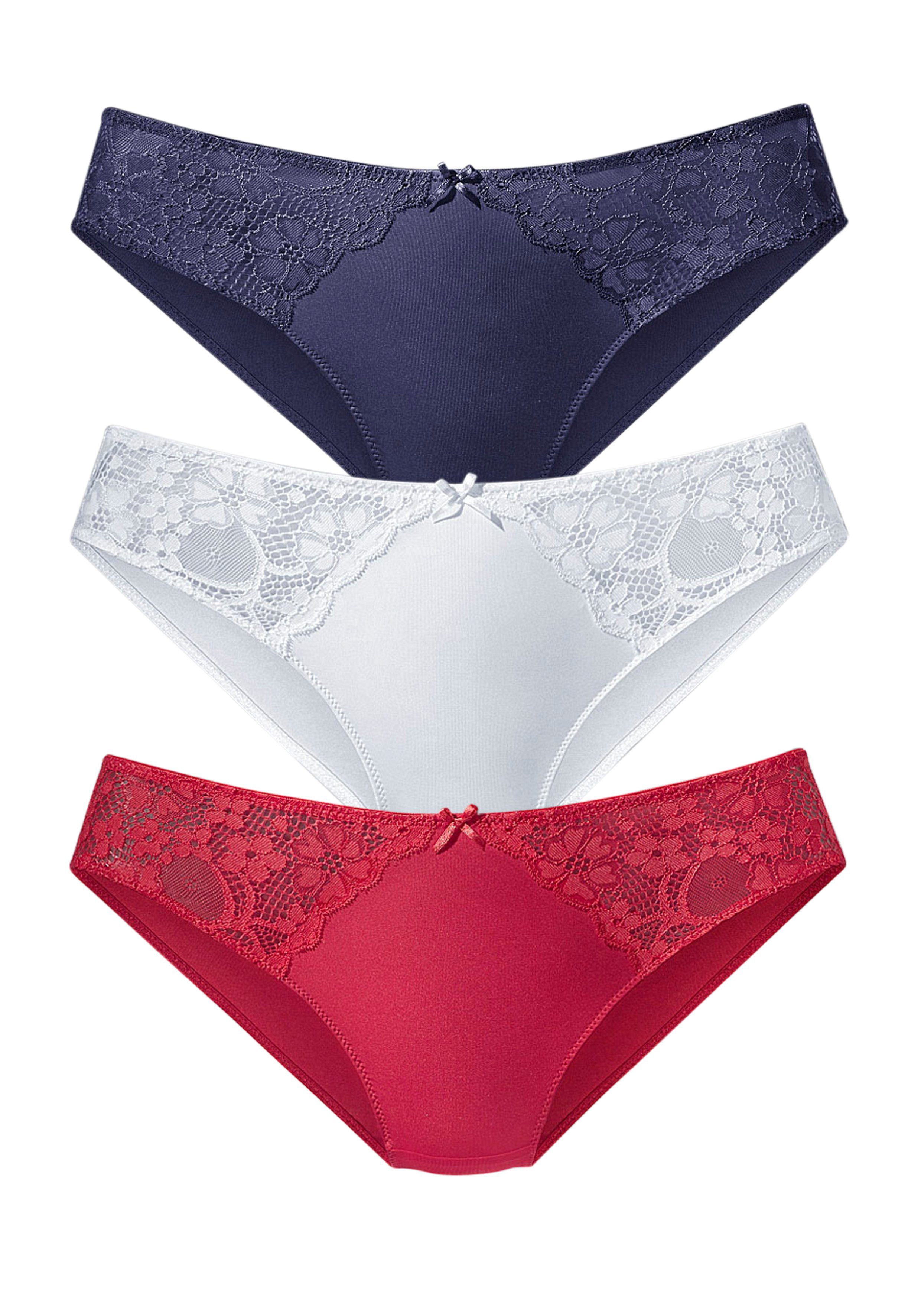 Petite fleur Slip met iets transparante jacquard-kant aan beide kanten opzij (3 stuks)