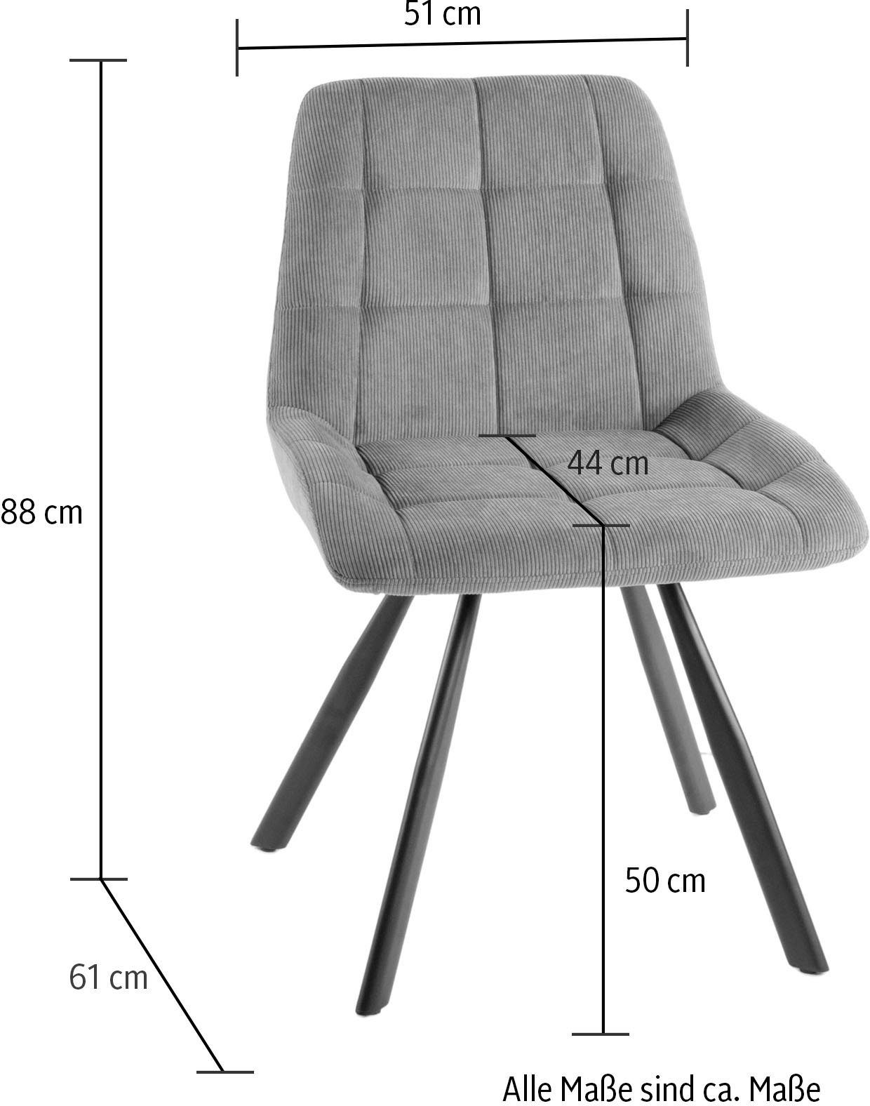 Duo Collection Eetkamerstoel Elli eetkamerstoel, set van 4 robuuste cord bekleding, gestikte bekleding, tot 110 kg belastbaar (set, 4 stuks)