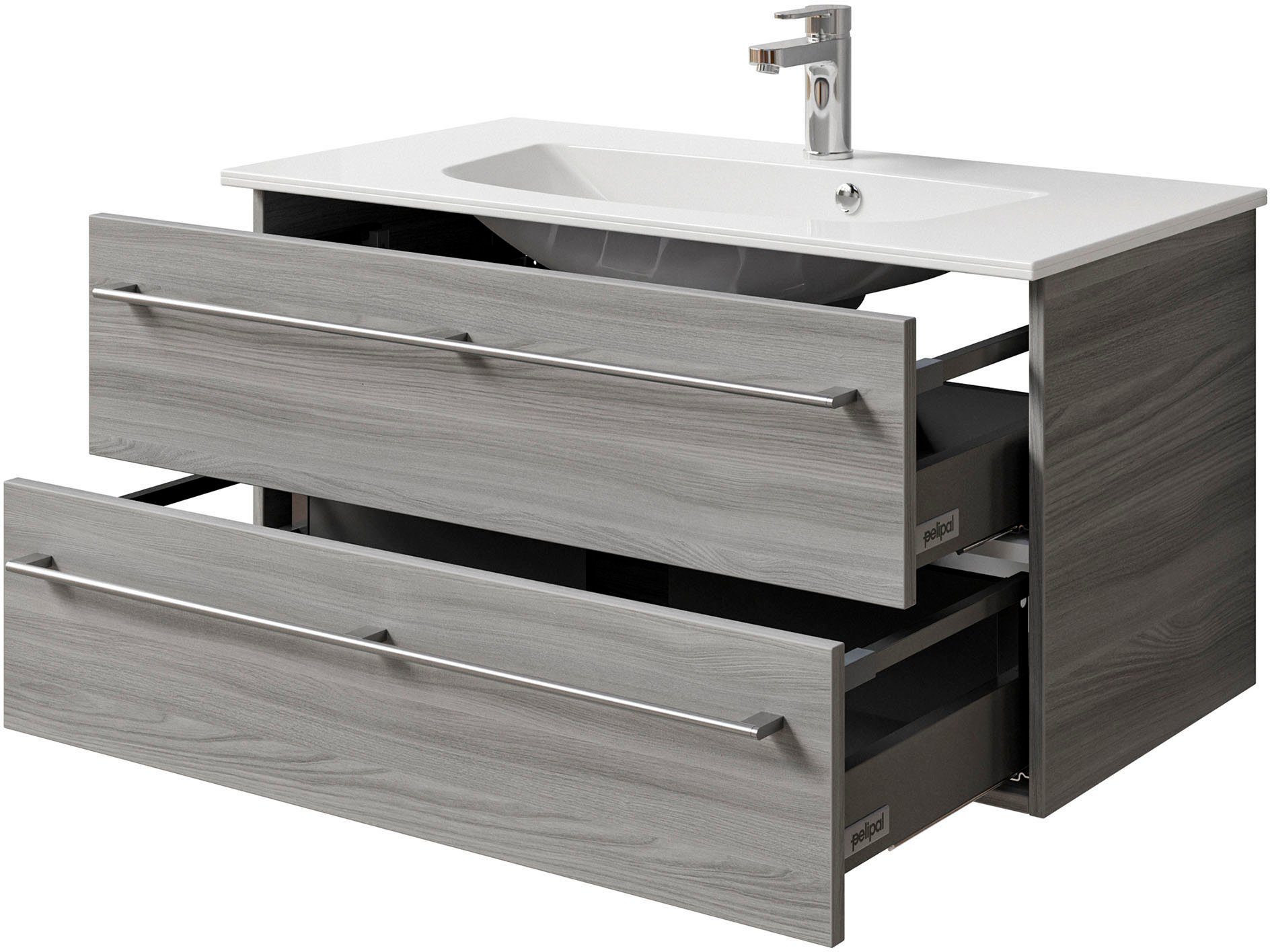 Saphir Wastafelonderkast Serie 6025 mineraalmarmeren wastafel met onderkast, 97 cm breed (2-delig)