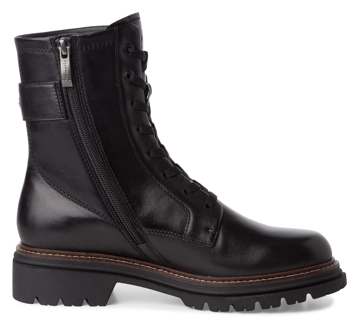 Tamaris Veterschoenen blokhak, veterschoen, enkellaars met opvallende decoratieve gesp
