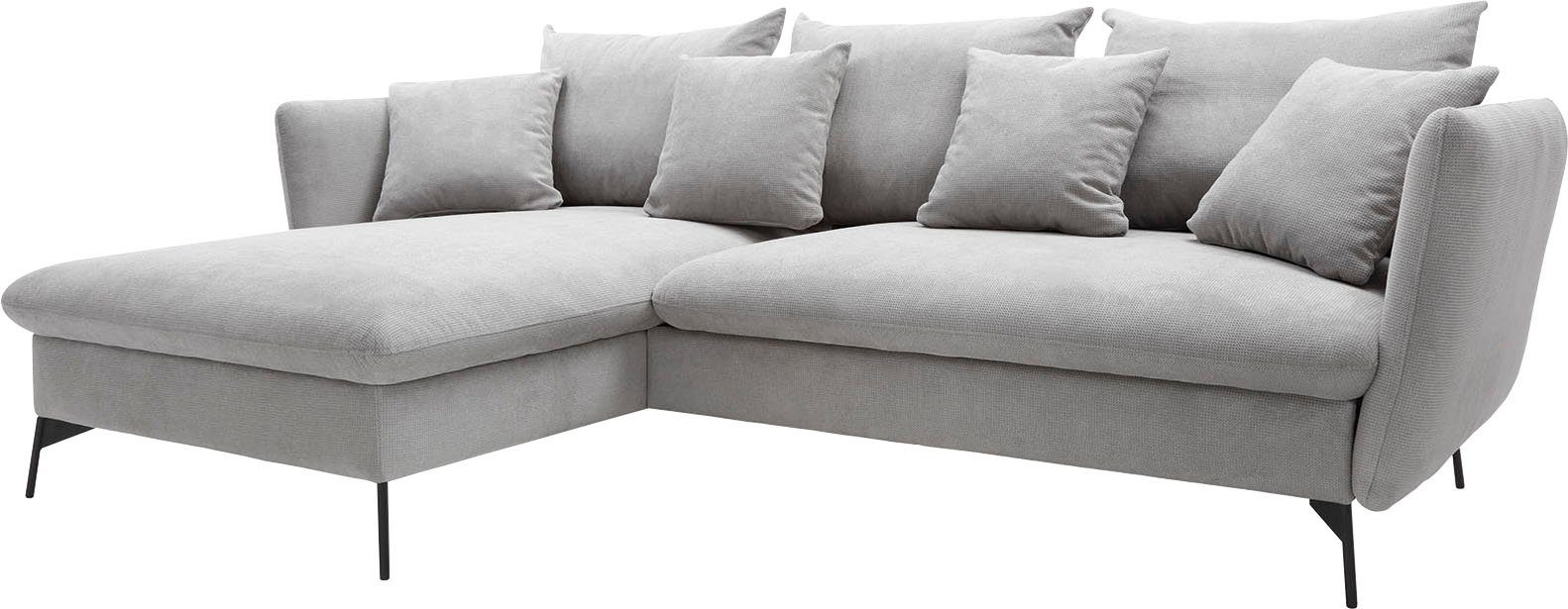 andas Hoekbank LIVORNO,258 cm, L-model, Slaapfunctie en bedlade (139/224 cm), fluweel, structuur, geweven stof