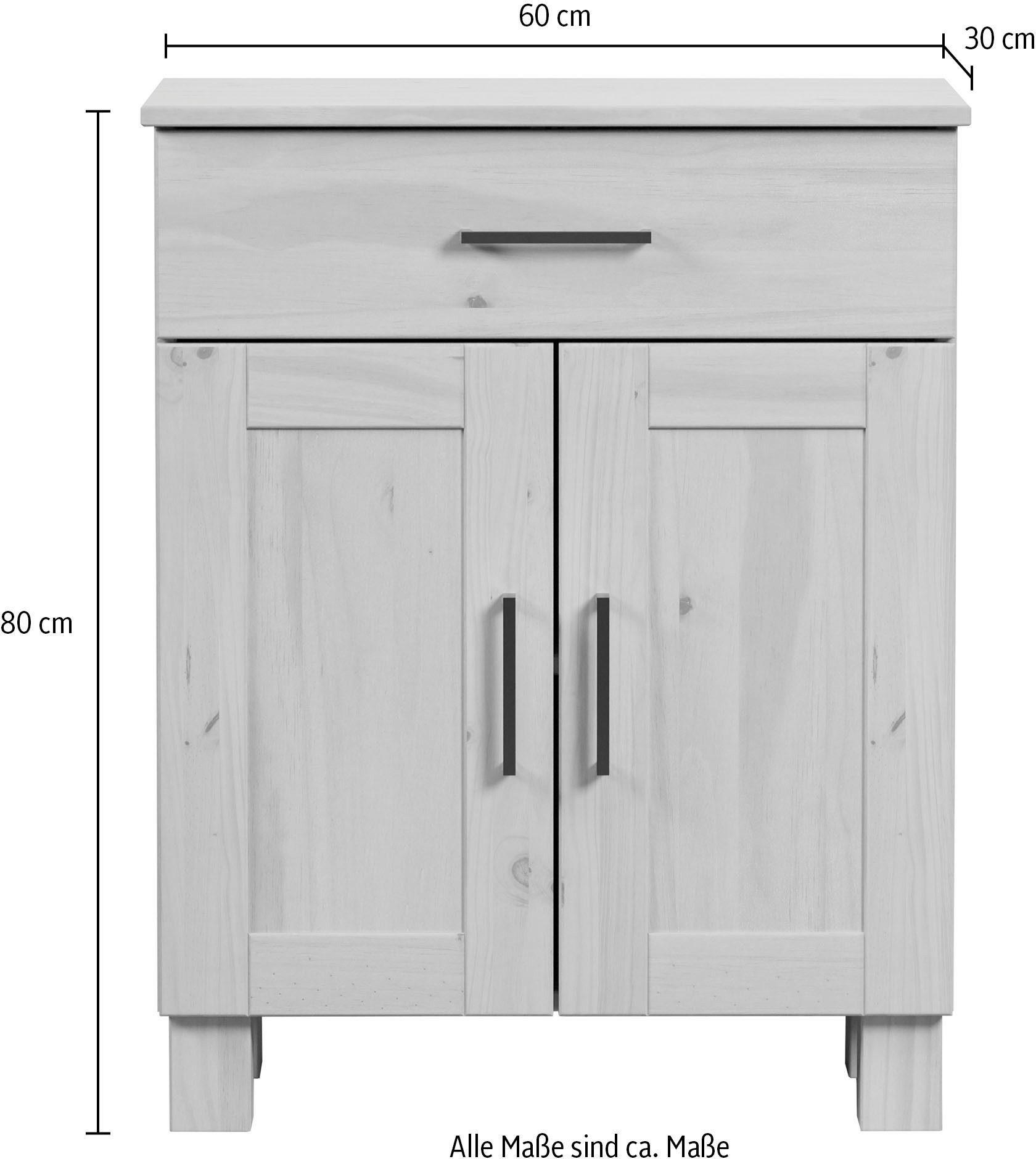 welltime Onderkast Ulea Badkommode van massief hout met brede lade - (B/D/H) 60/30/80 cm (1 stuk)