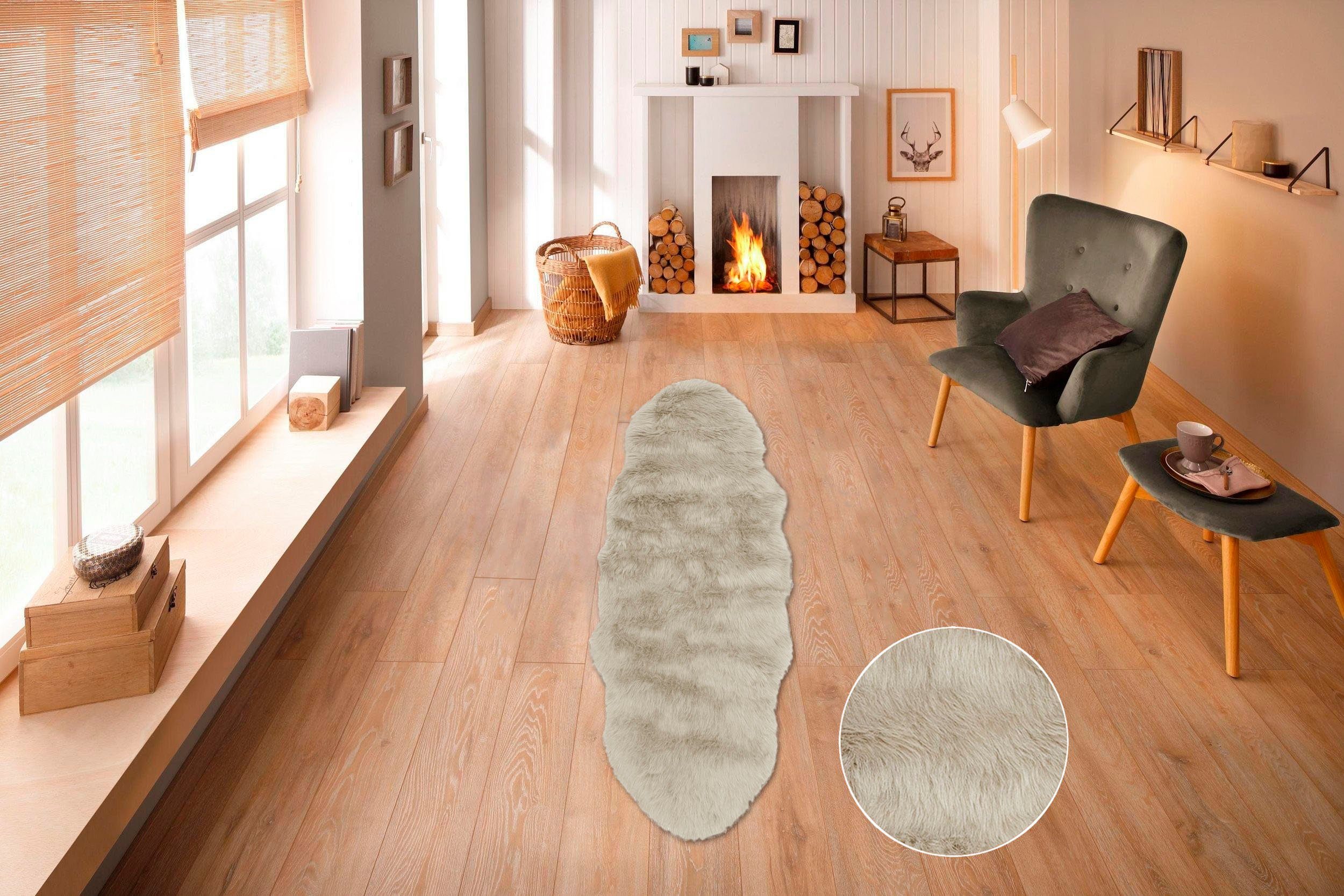 my home Hoogpolig vloerkleed Valeria schapenvacht tapijt knuffelig Imitatiebont, vachtmodel, zachte vloerkleden, slaapkamer, woonkamer