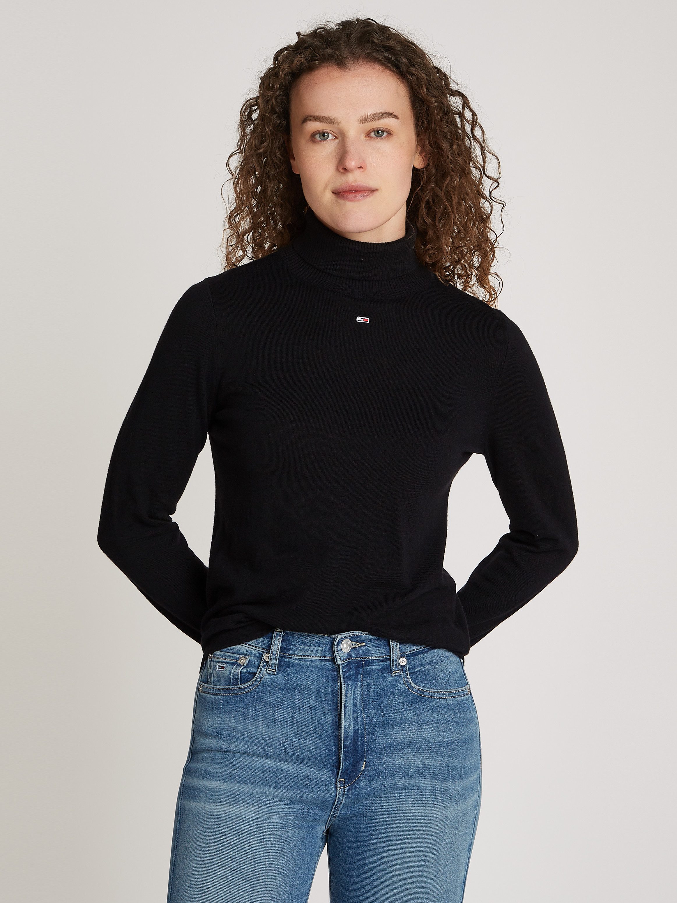 Tommy Jeans Zwarte Sweater Slip On Regular Fit Black Dames