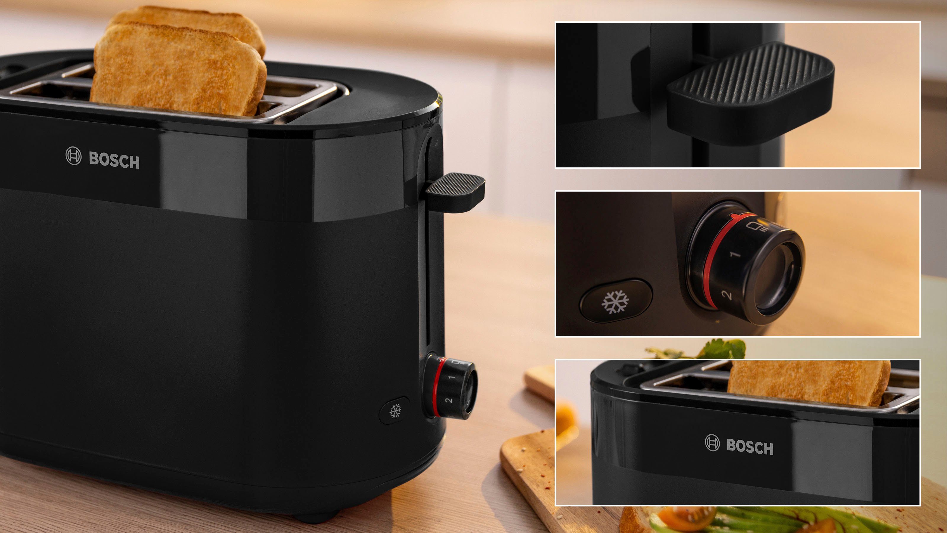 BOSCH Toaster MyMoment TAT2M123 geïntegreerde opzet voor broodjes, ontdooi-functie, brood centreren, auto off