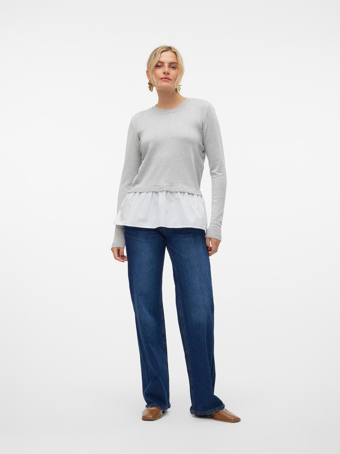 Vero Moda Trui met ronde hals VMJOSE LS O-NECK WVN MIX PULLOVER GA BOO