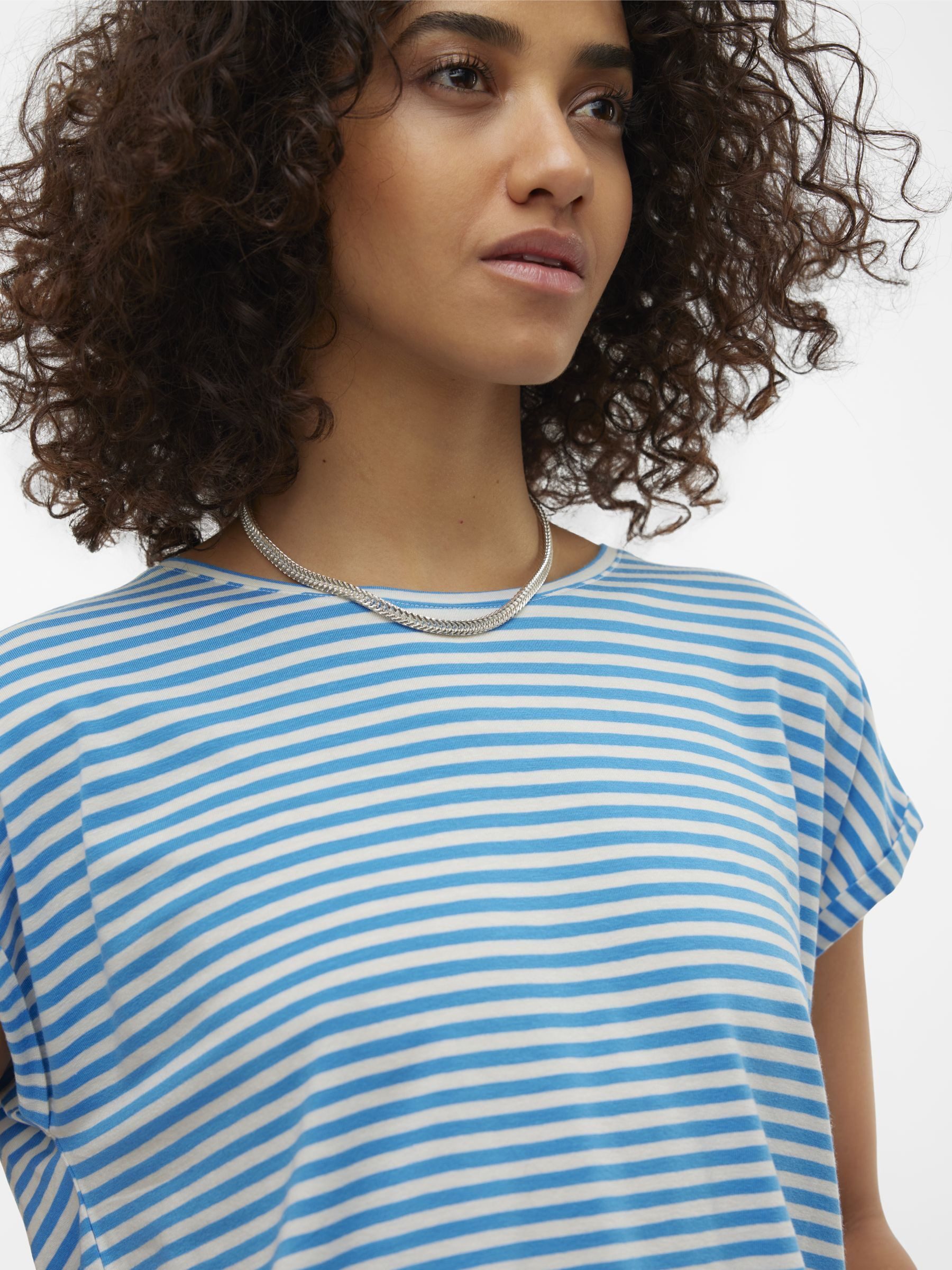 Vero Moda Shirt met ronde hals VMAVA PLAIN SS TOP STRIPE GA JRS NOOS