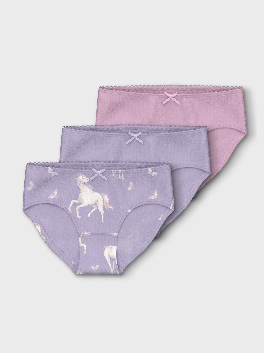 Name It Slipje NMFBRIEFS 3P PASTEL LILAC HORSE NOOS (set, 3 stuks)