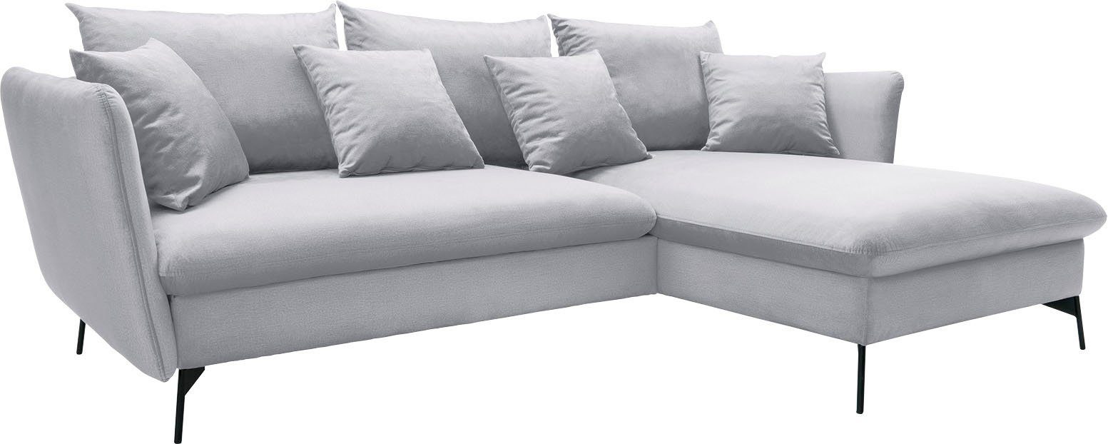 andas Hoekbank LIVORNO,258 cm, L-model, Slaapfunctie en bedlade (139/224 cm), fluweel, structuur, geweven stof