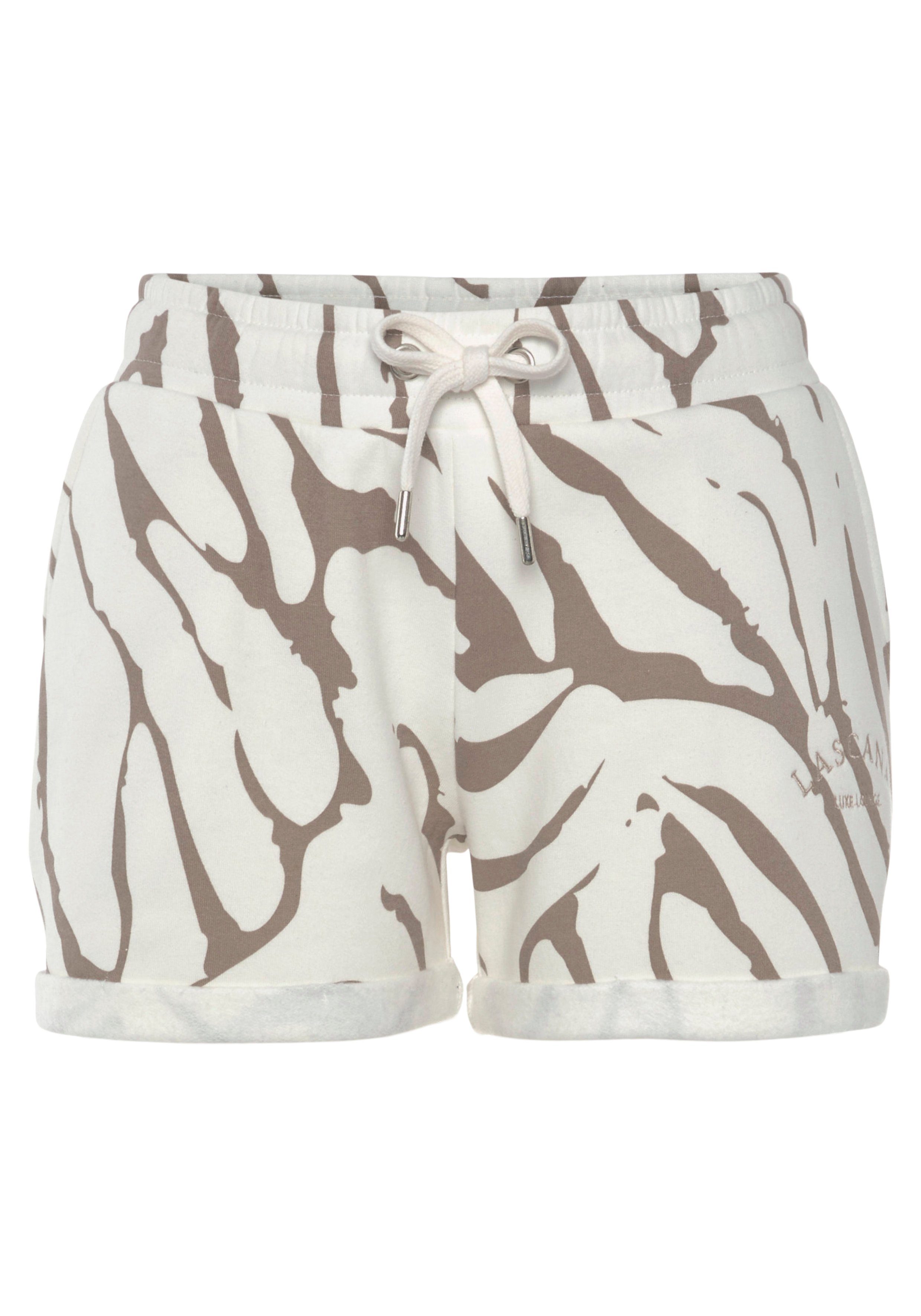 Lascana Relaxshorts - Korte broek met zebraprint, met zijzakken en logostiksel, loungewear
