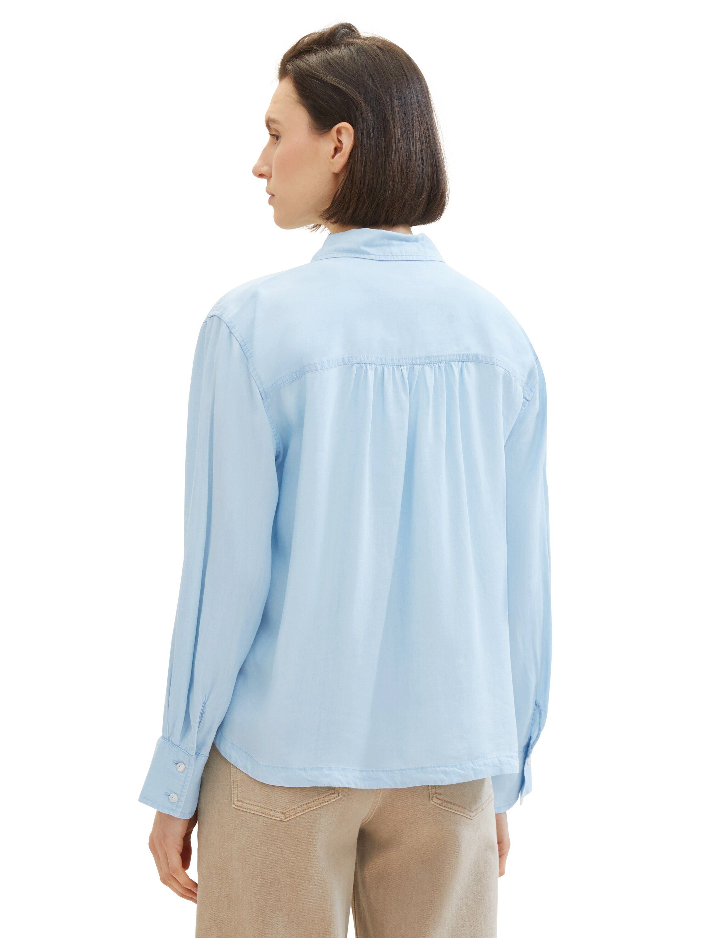 Tom Tailor Blouse met lange mouwen van lyocell in kortere vorm