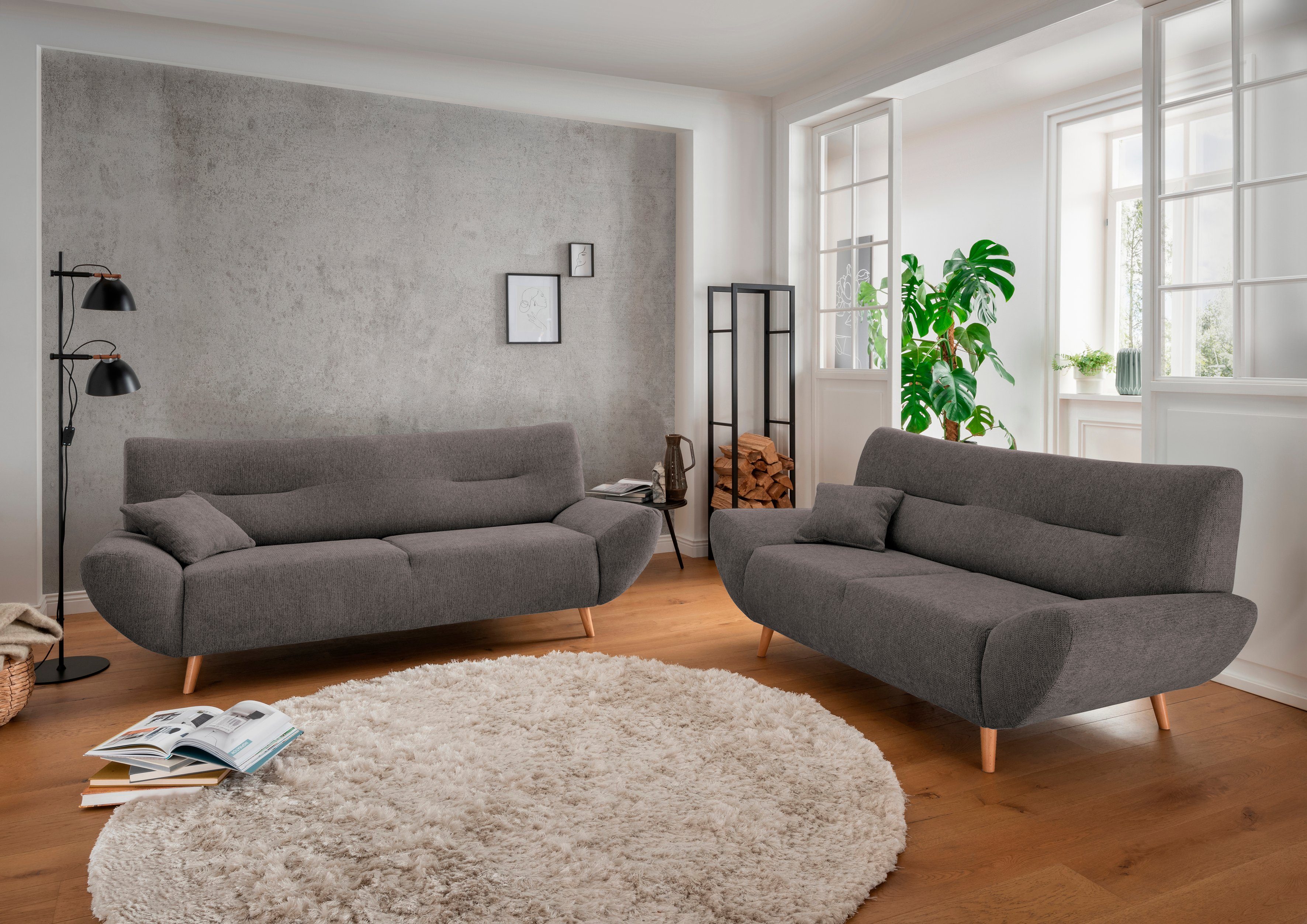 INOSIGN Zithoek Drago, modern en tijdloos, actuele vormtaal, comfortabel leverbaar als fauteuil/hoekbank, diverse stoffen, incl. 2 sierkussens (set,