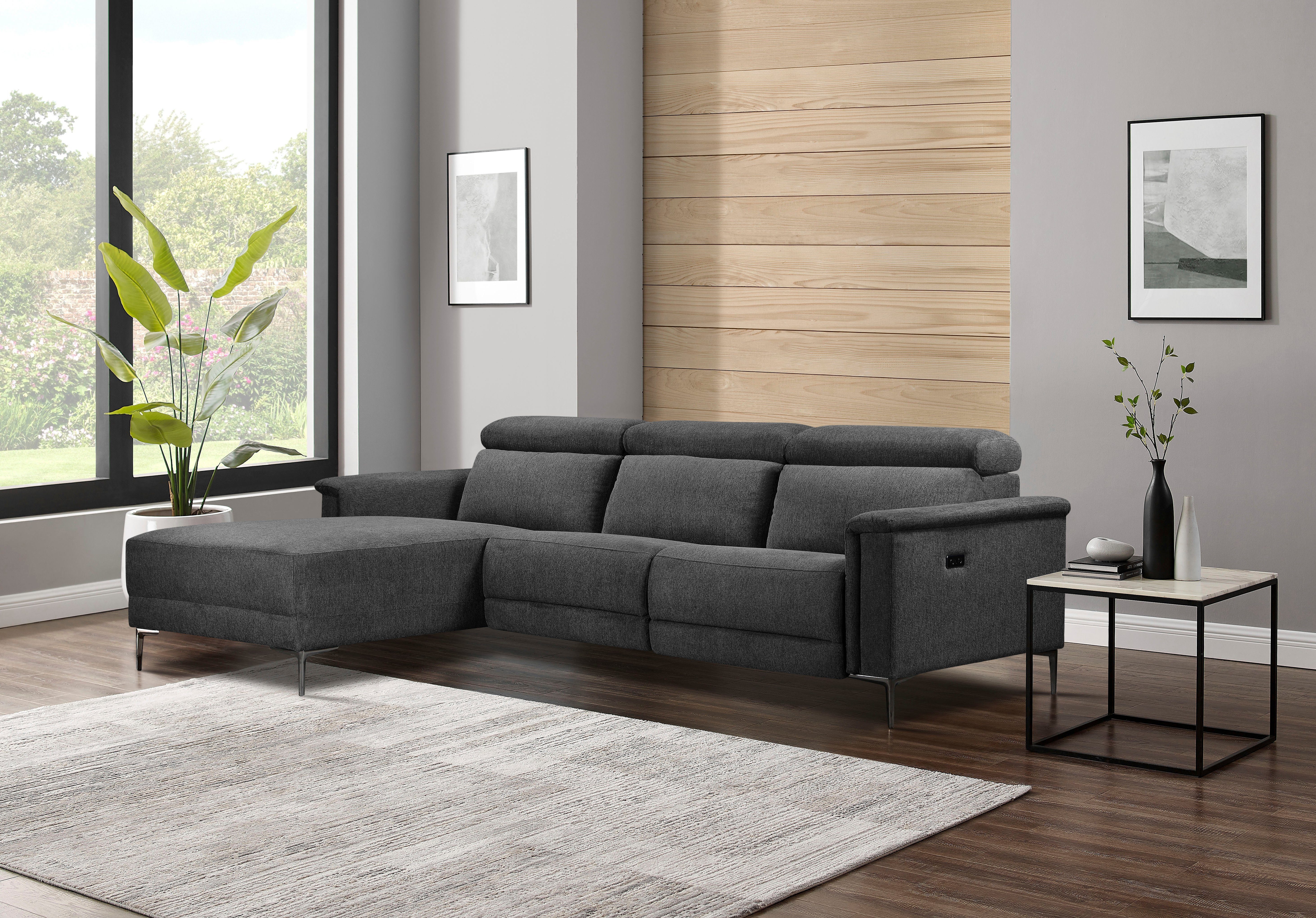 Places of Style Hoekbank Lund, L-vorm, 261 cm, handmatige of elektrische relaxfunctie (met USB-A)