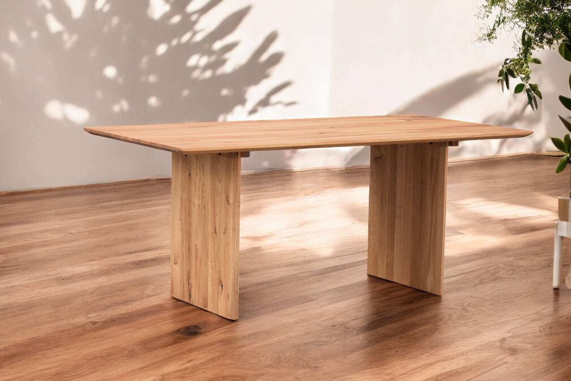Home affaire Eettafel Waldhain keukentafel, houten wangframe, massief gewild eikenhout, geolied