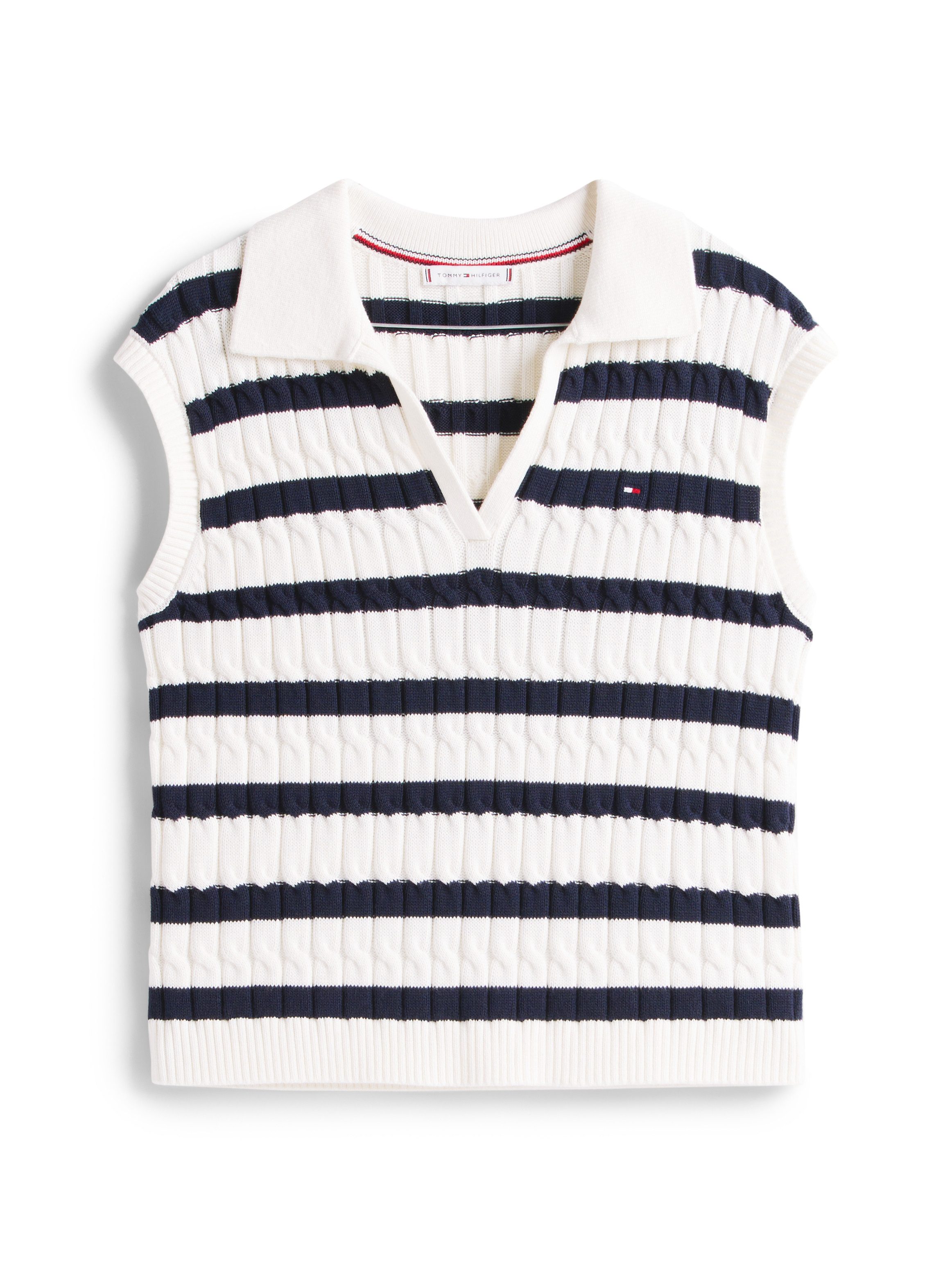 Tommy Hilfiger Gebreide trui CO CABLE MID GG OPEN POLO VEST