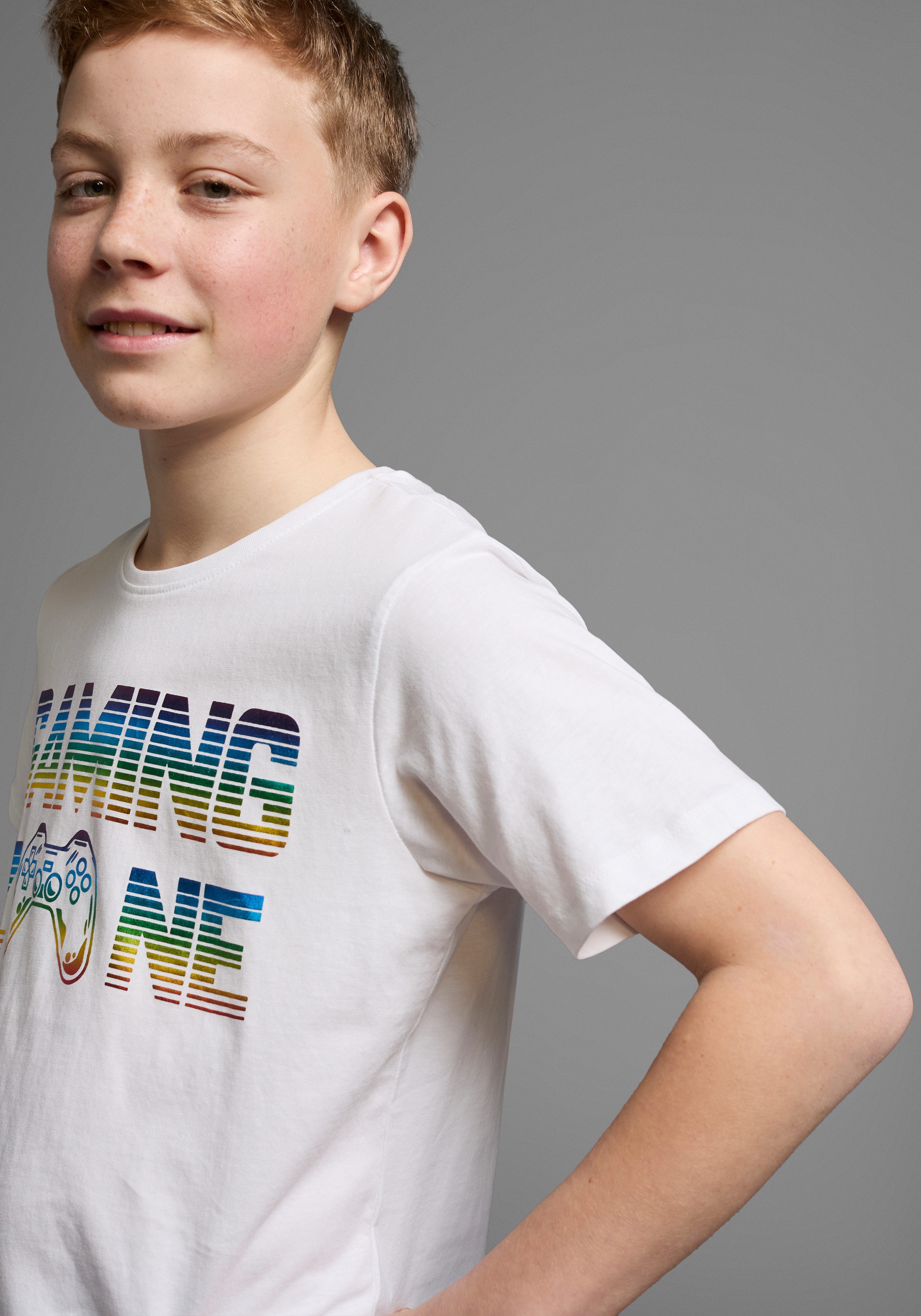 KIDSWORLD T-shirt GAMING ZONE Korte mouwen, basic pasvorm, bedrukt, ronde hals