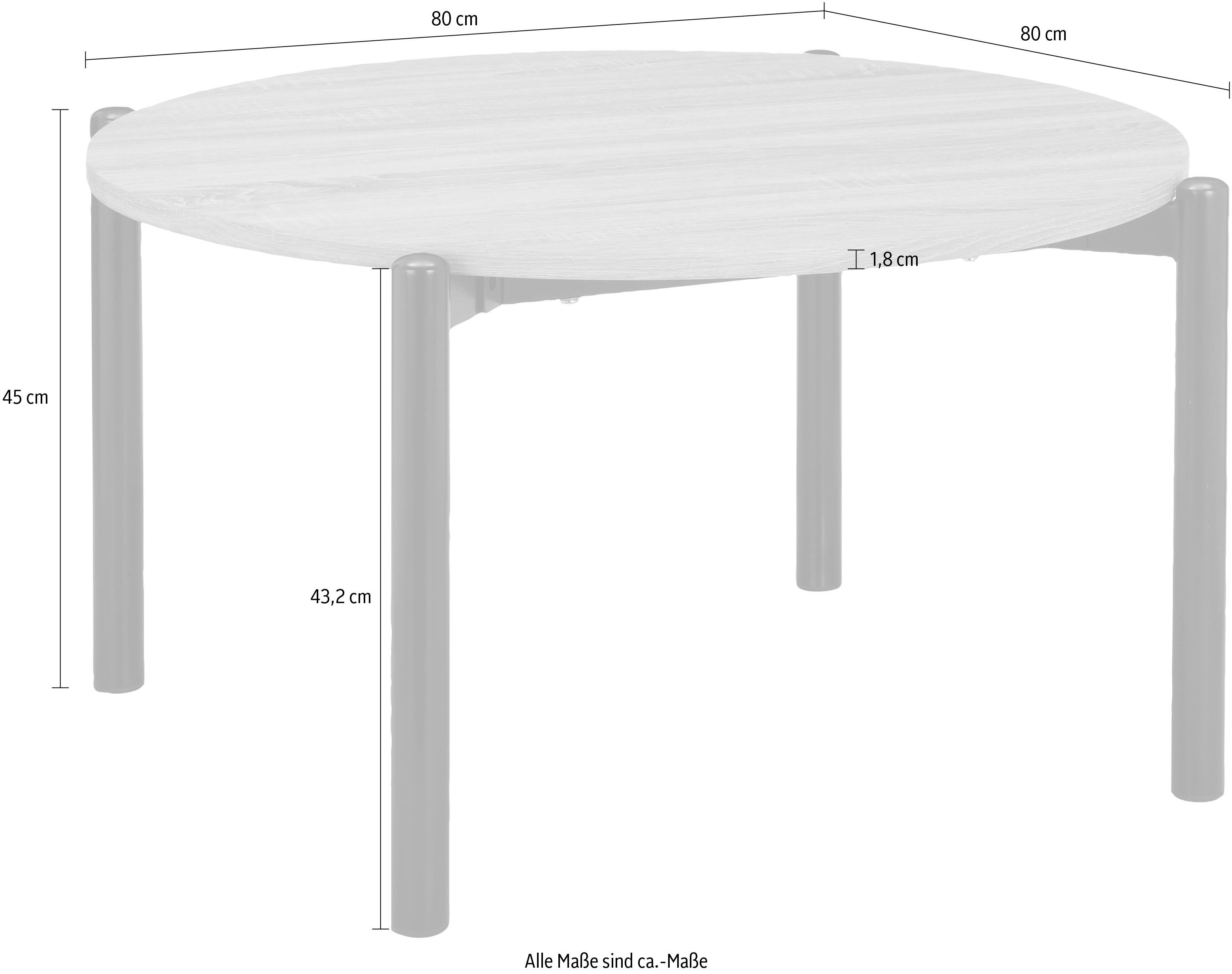 Home affaire Salontafel Retiers Onderstel van metaal zwart, tafelblad in wildeiken look, hoogte 76 cm (1 stuk)