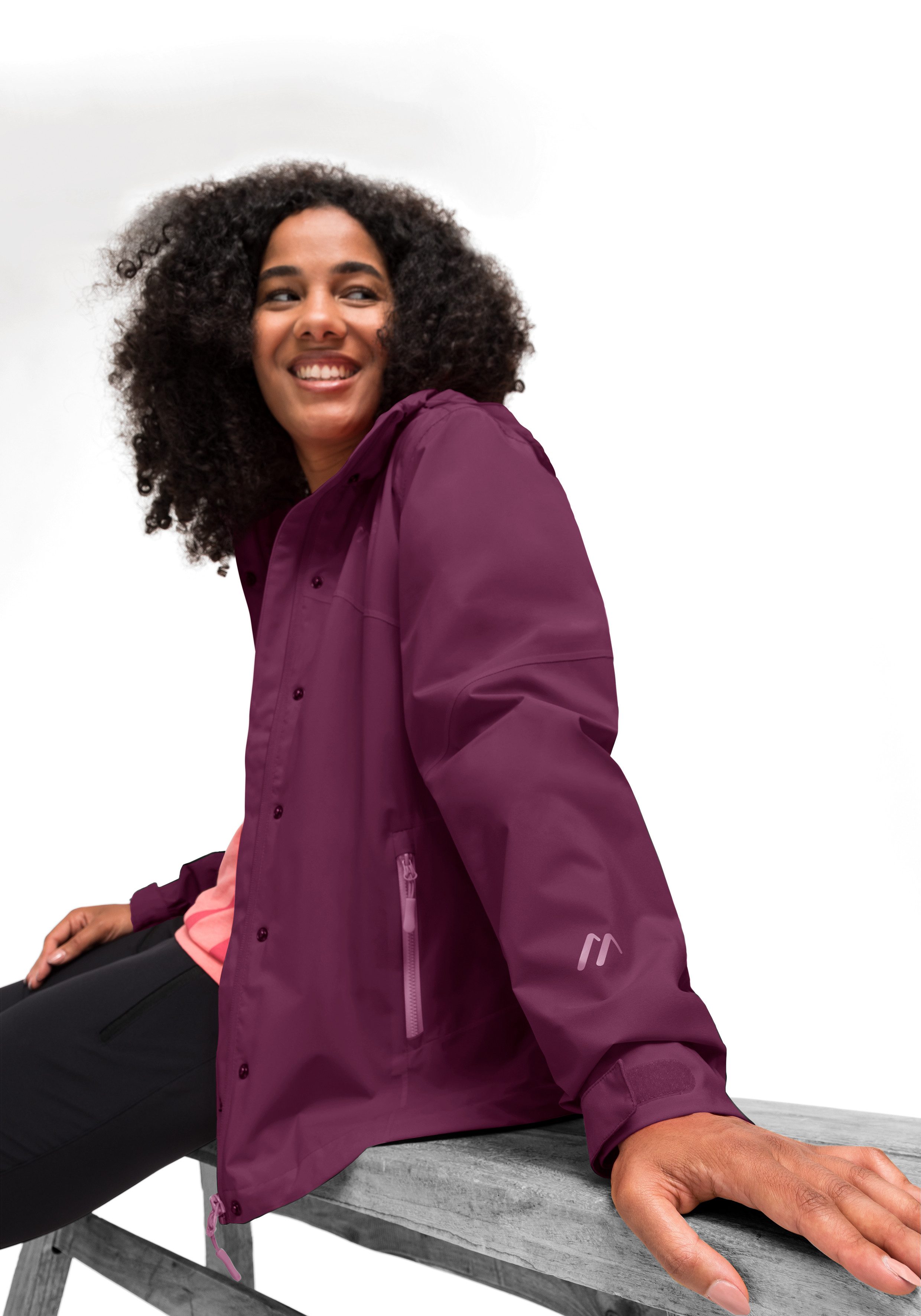 Maier Sports Outdoorjack Metor rec W Dames regenjack met capuchon, waterdicht, 2 buitenzakken, binnenzak