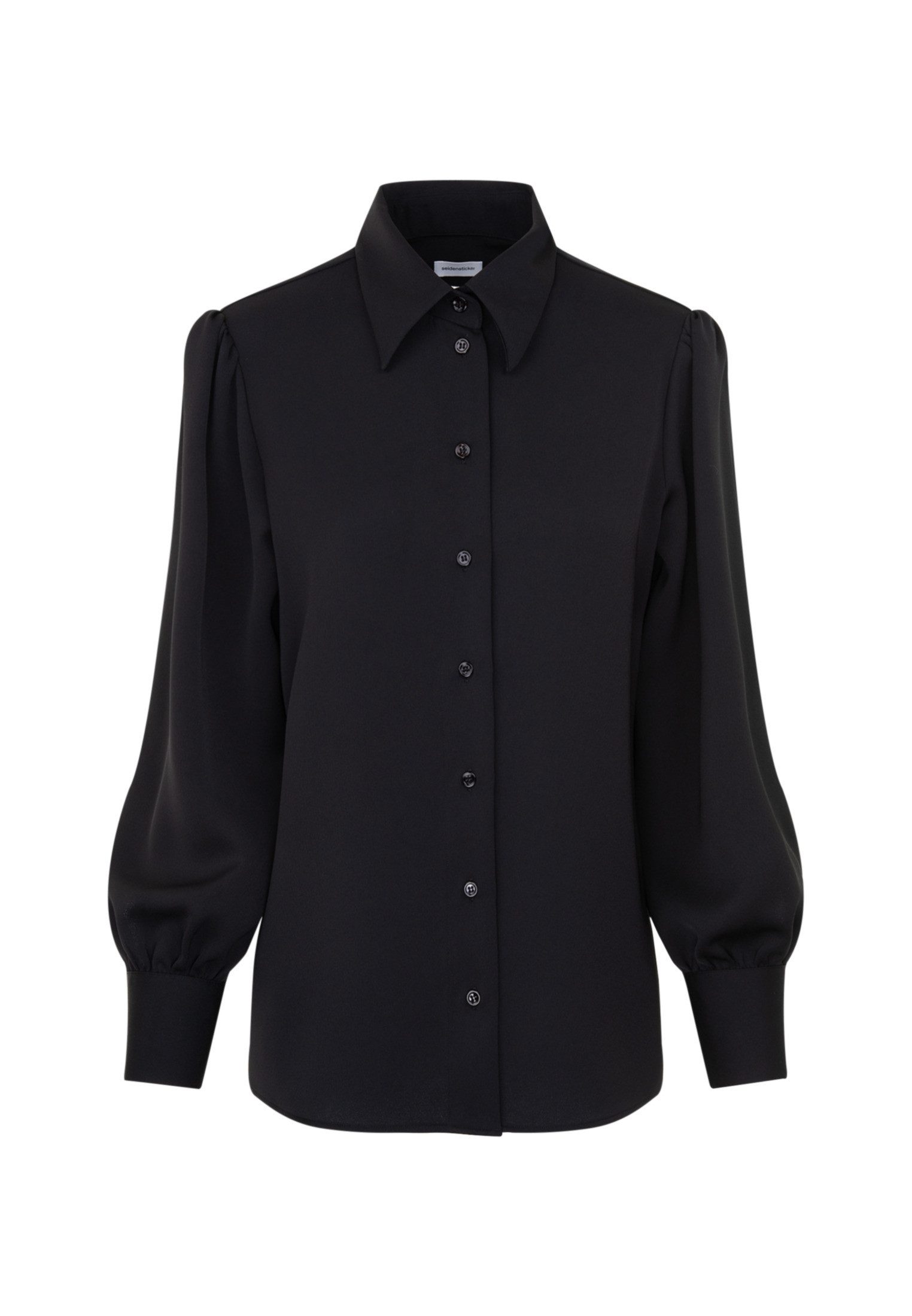 seidensticker Overhemdblouse Zwarte roos Lange mouwen kraag uni