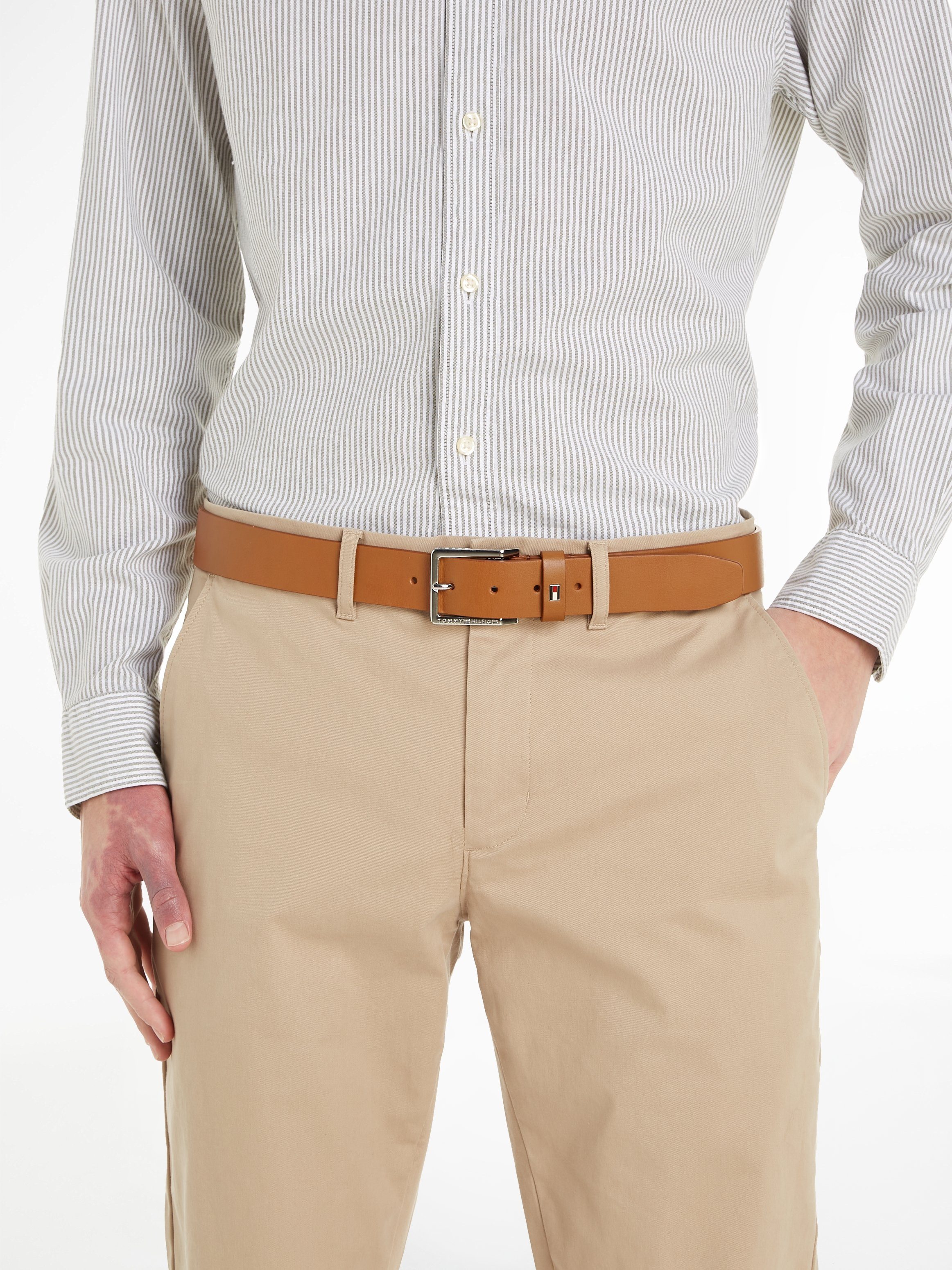 Tommy Hilfiger Leren riem Oliver met contrastgesp en logo-lus