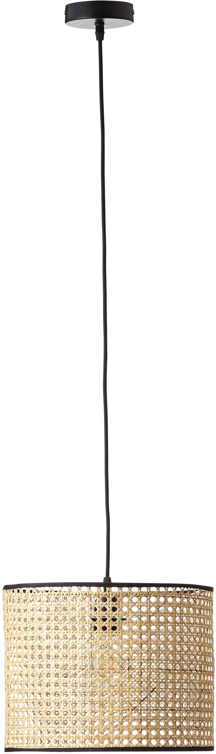 Brilliant Leuchten Hanglamp WILEY 174 cm hoogte, ø 30 cm, e27, in te korten, rotan/metaal, hout licht/zwart (1 stuk)