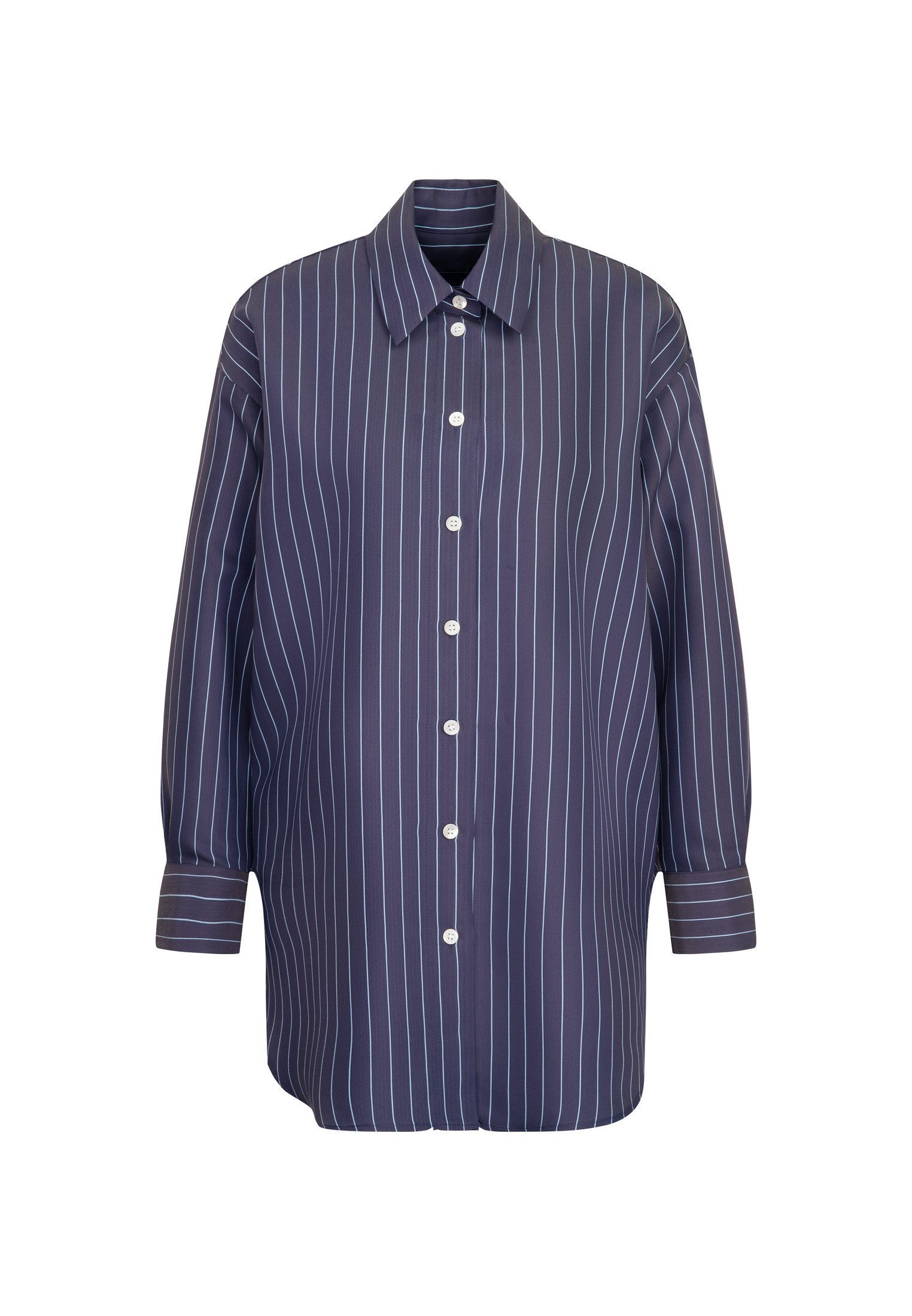 seidensticker Lange blouse Zwarte roos Lange mouwen kraag strepen