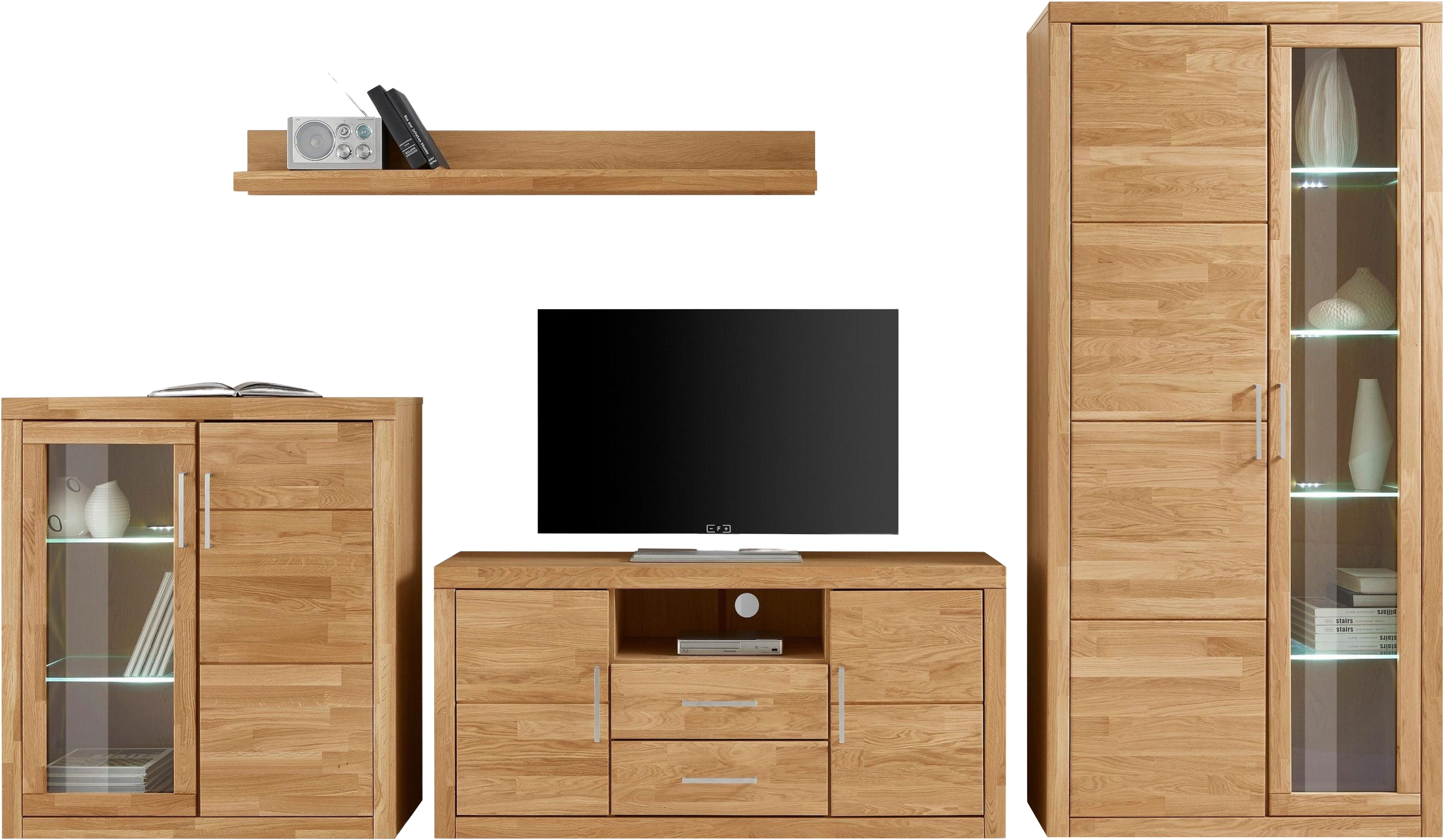 Home affaire Wandmeubel Logo gedeeltelijk massief hout (set, 4 stuks) wandmeubelsets bruin
