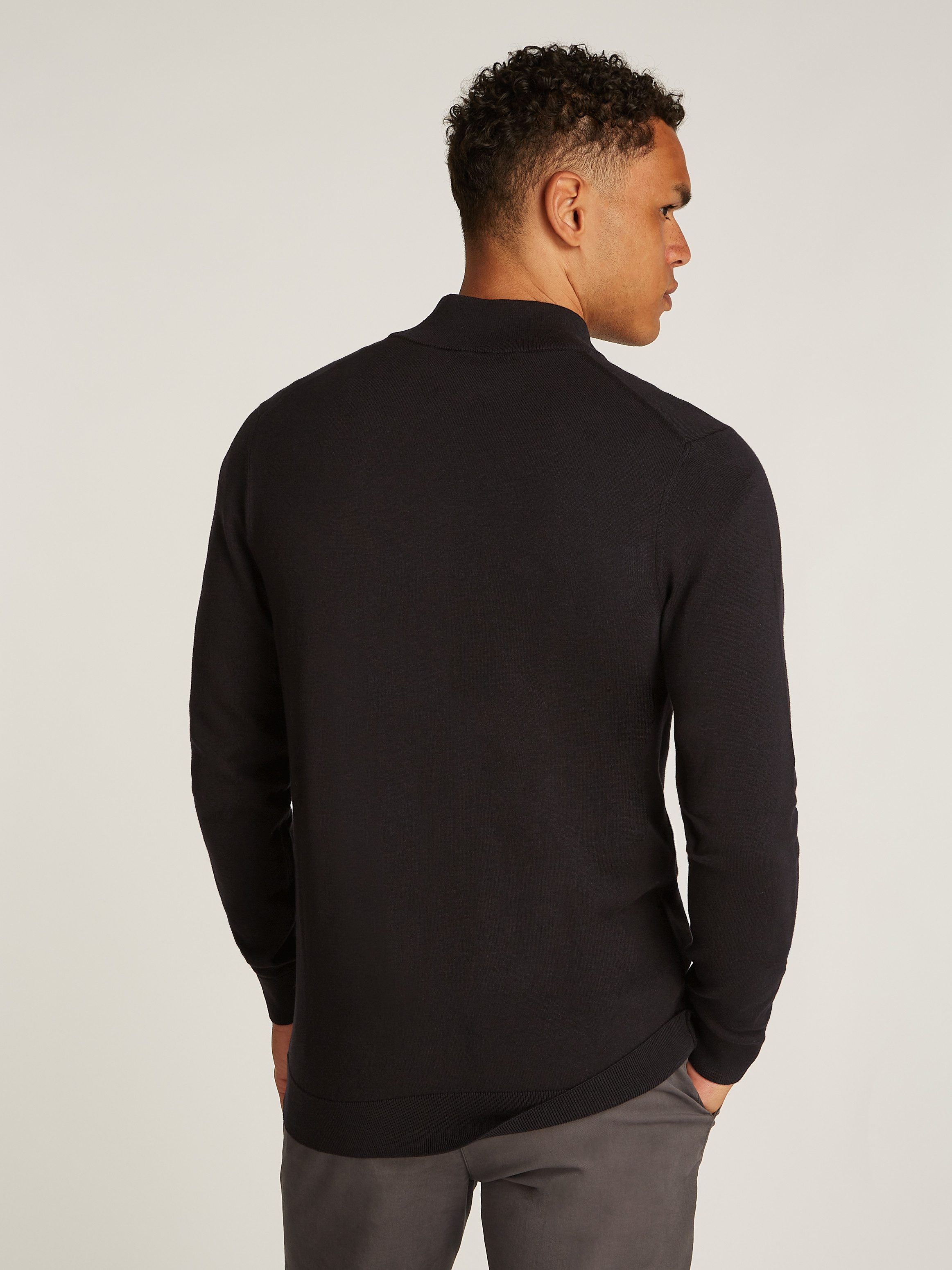 Calvin Klein Trui met staande kraag COTTON SILK BLEND ZIP JACKET